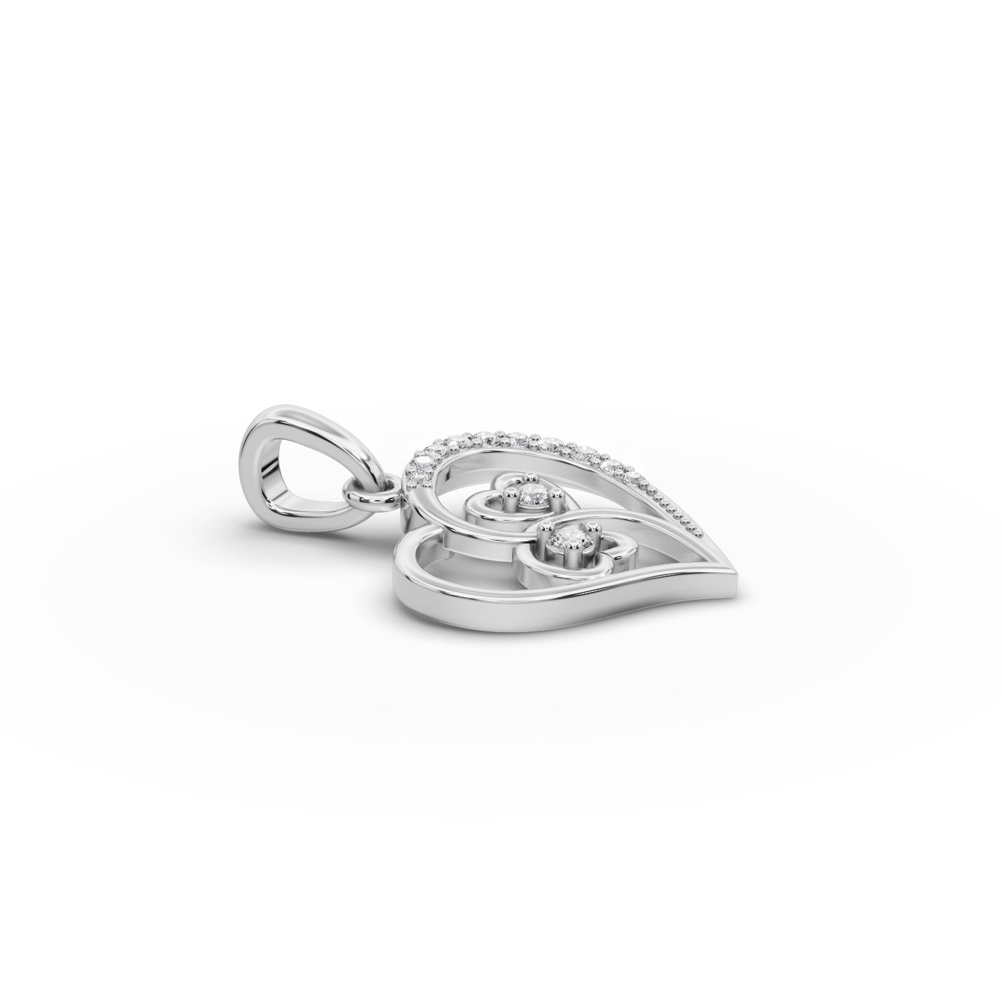 Brilliant Promise Twin Heart Lab-Grown Diamond Silver Pendant in silver