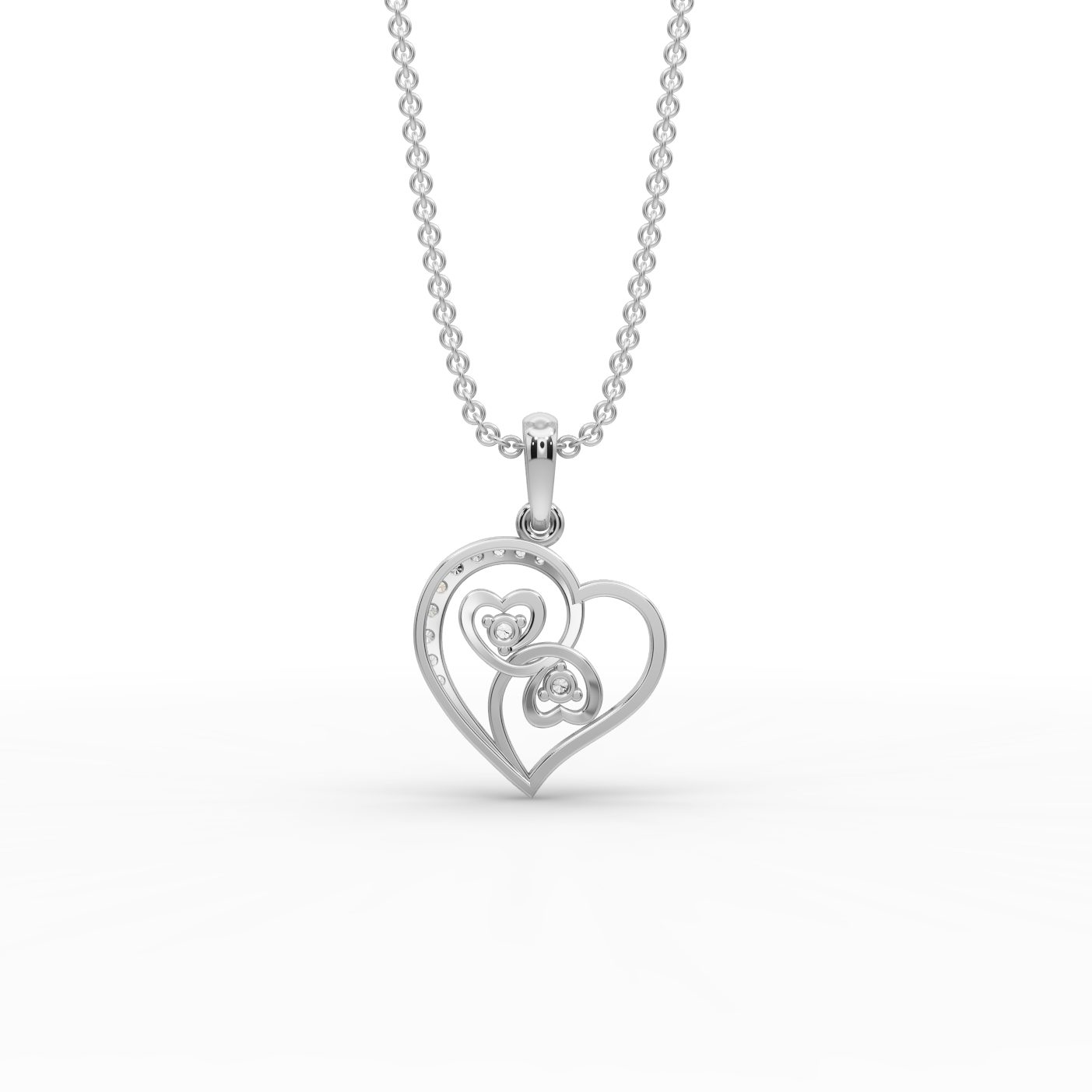 Brilliant Promise Twin Heart Lab-Grown Diamond Silver Pendant in silver