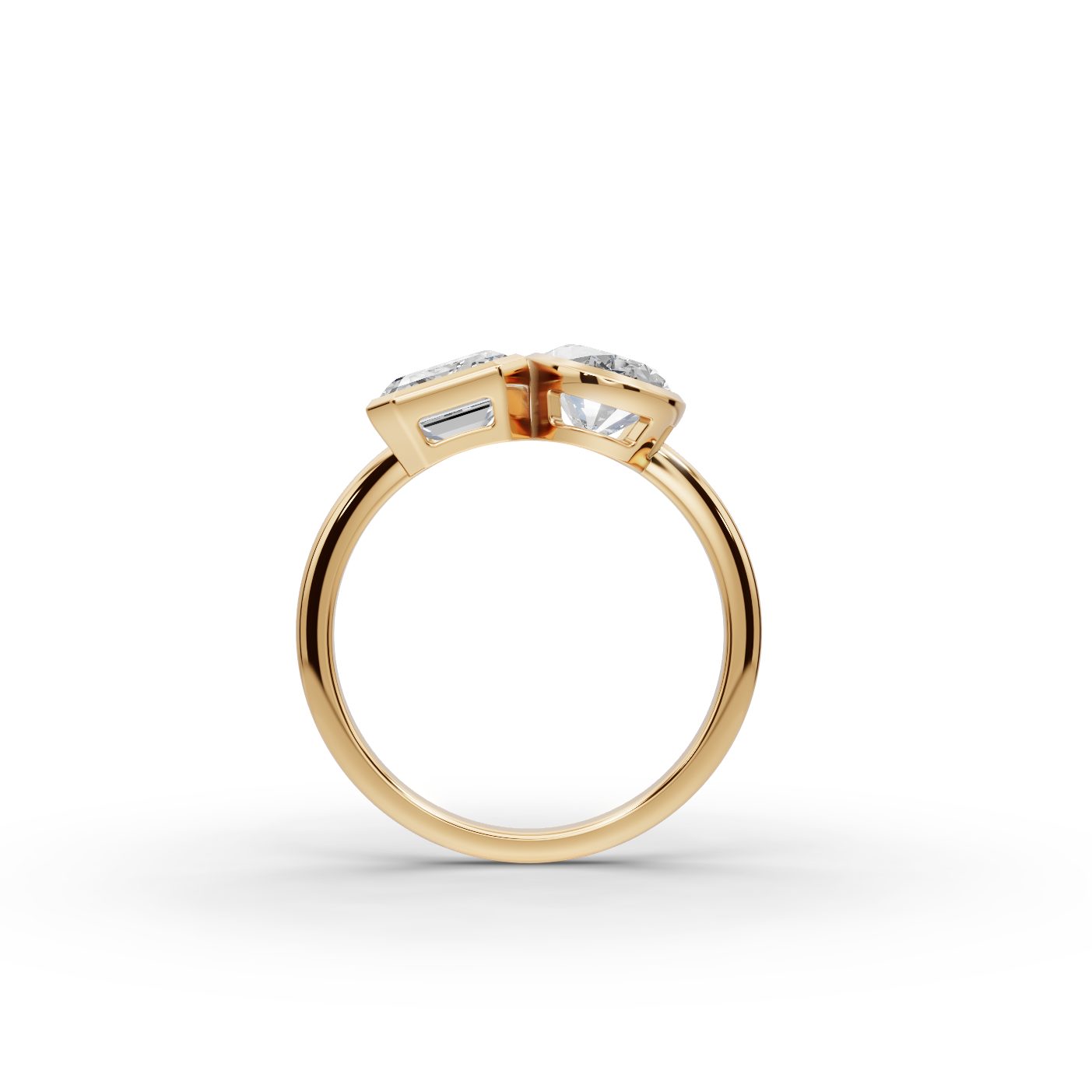Morning Signature Emerald Lab-Grown Diamond Two Stone Toi Et Moi in yellow gold