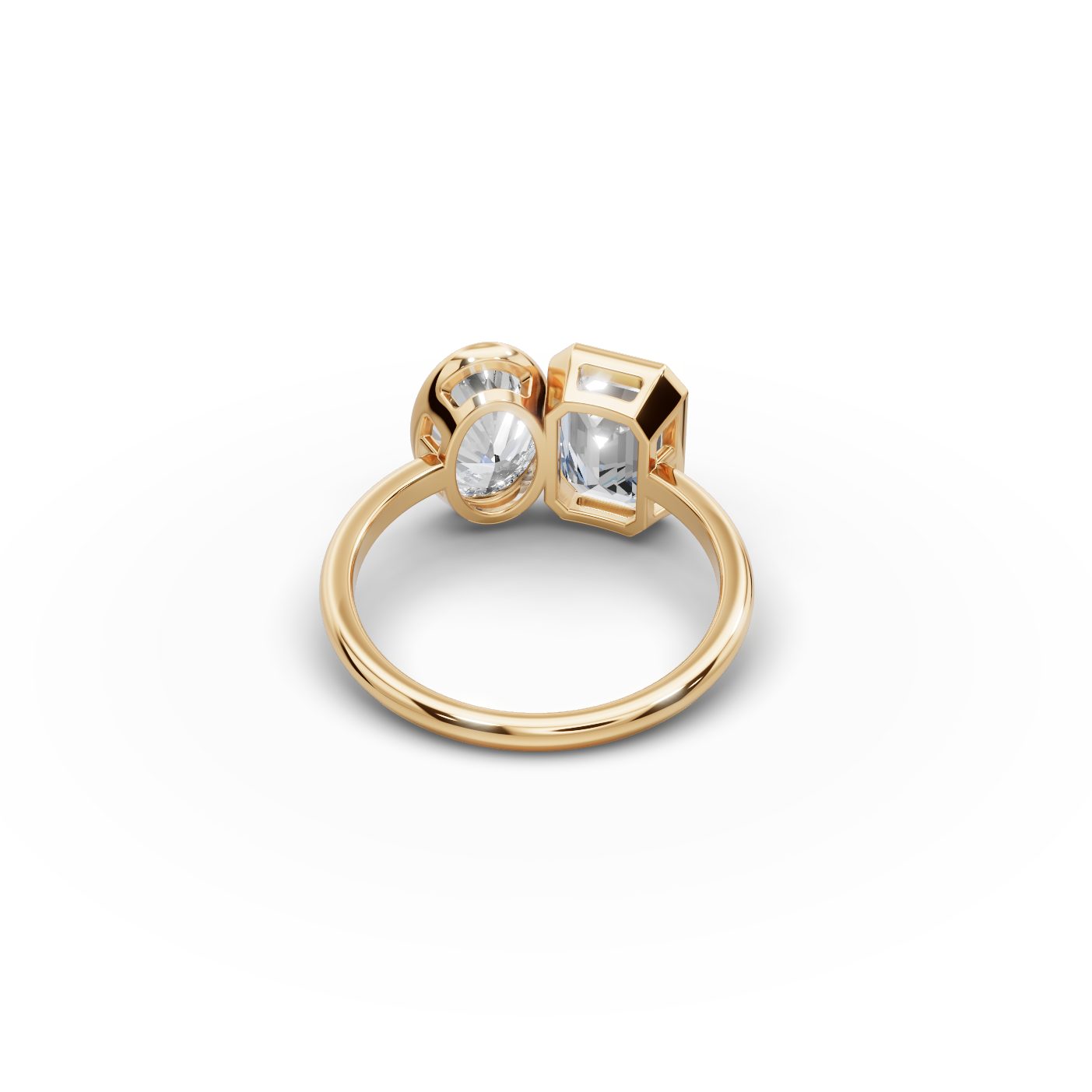 Morning Signature Emerald Lab-Grown Diamond Two Stone Toi Et Moi in yellow gold