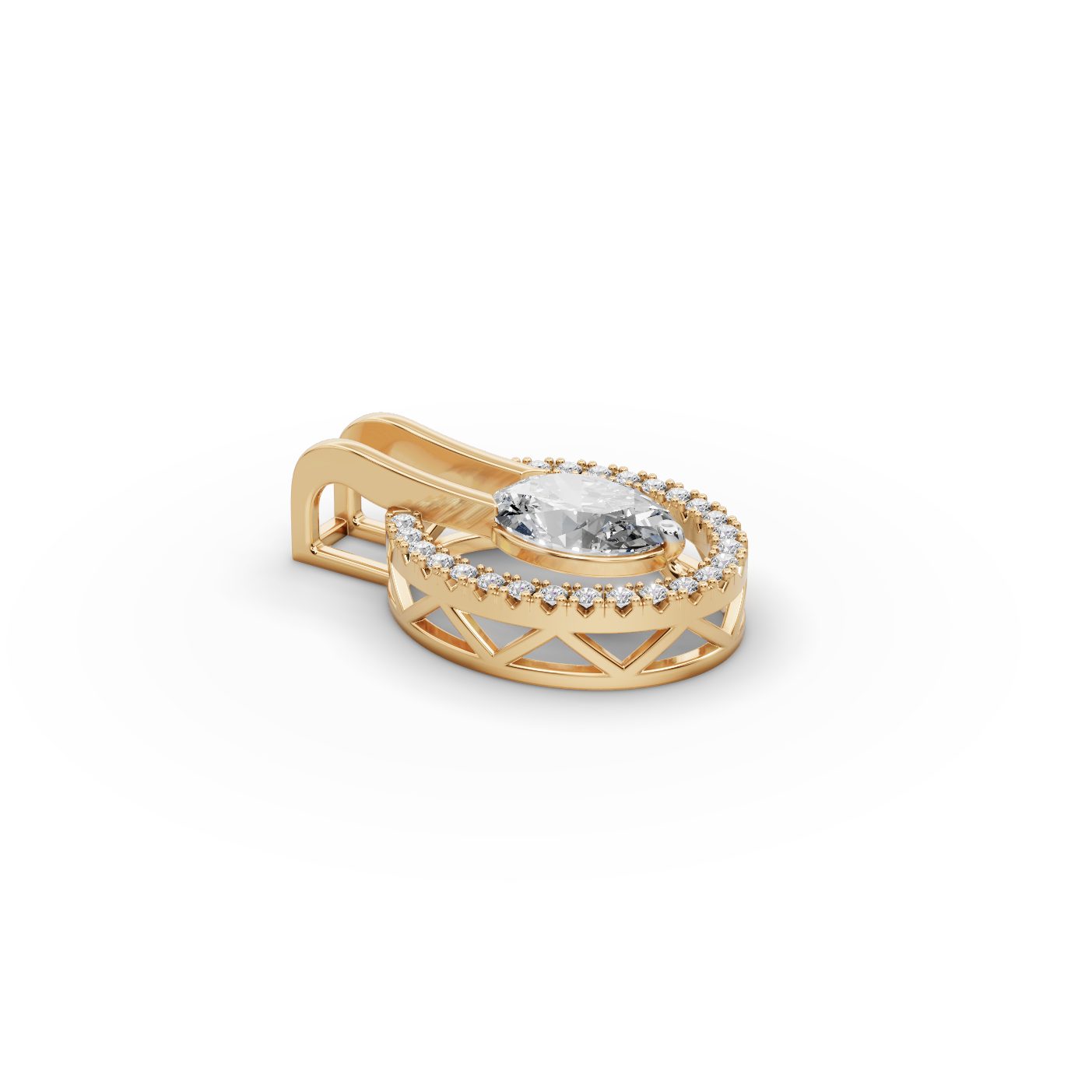 Enduring Light Oval Lab-Grown Diamond Halo Pendant in yellow gold