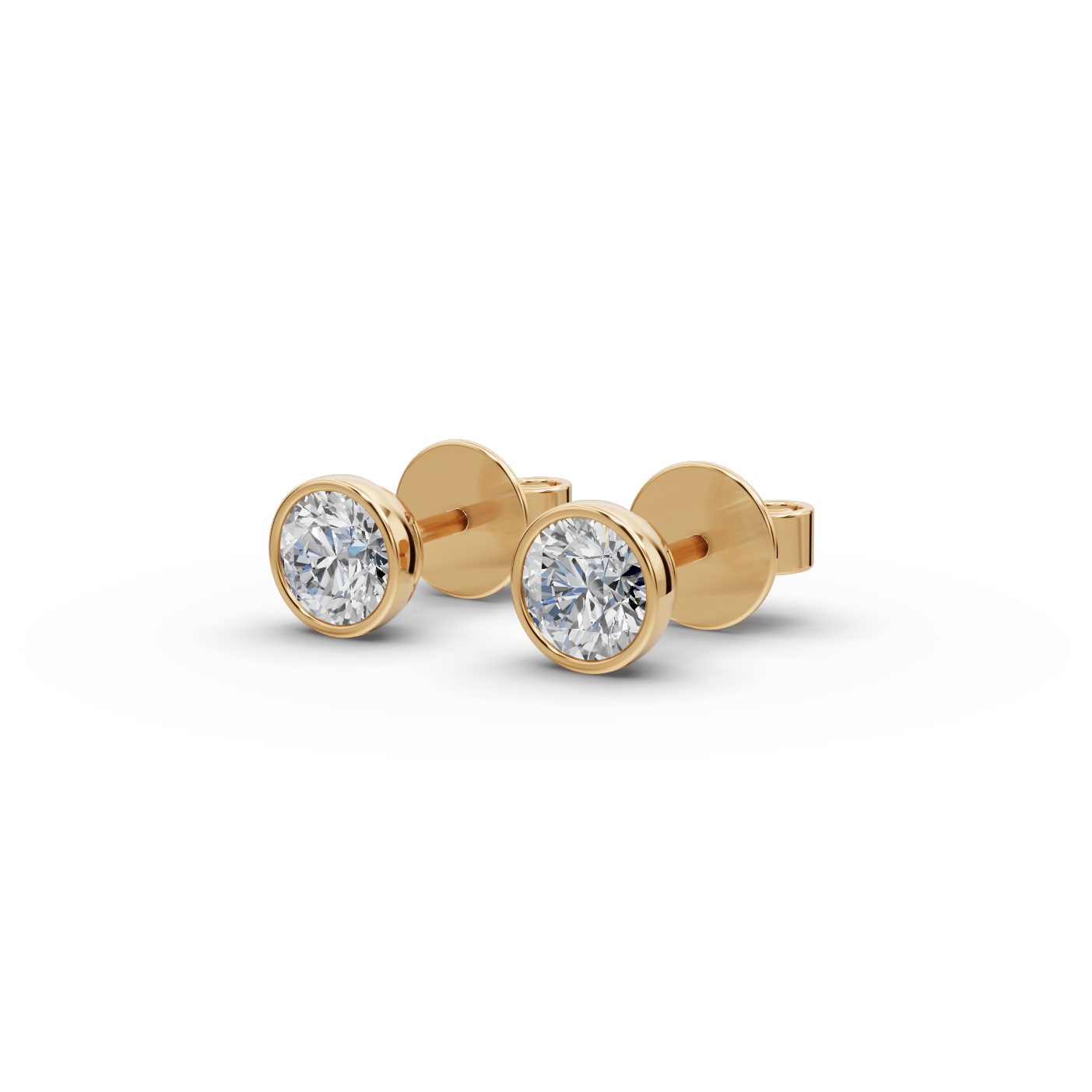 Opulent Sparkle Round Lab-Grown Diamond Studs Earring in yellow gold, set with lab-grown diamonds