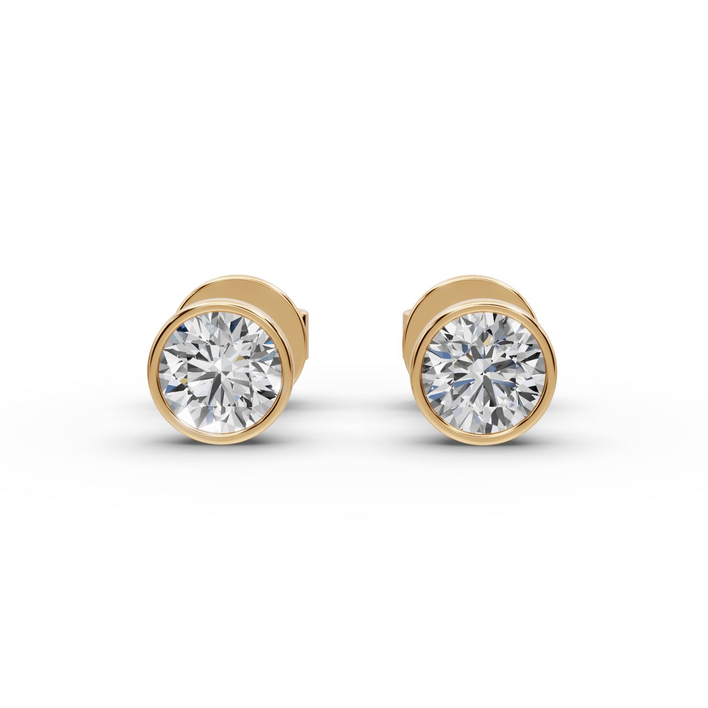 Opulent Sparkle Round Lab-Grown Diamond Studs Earring in yellow gold