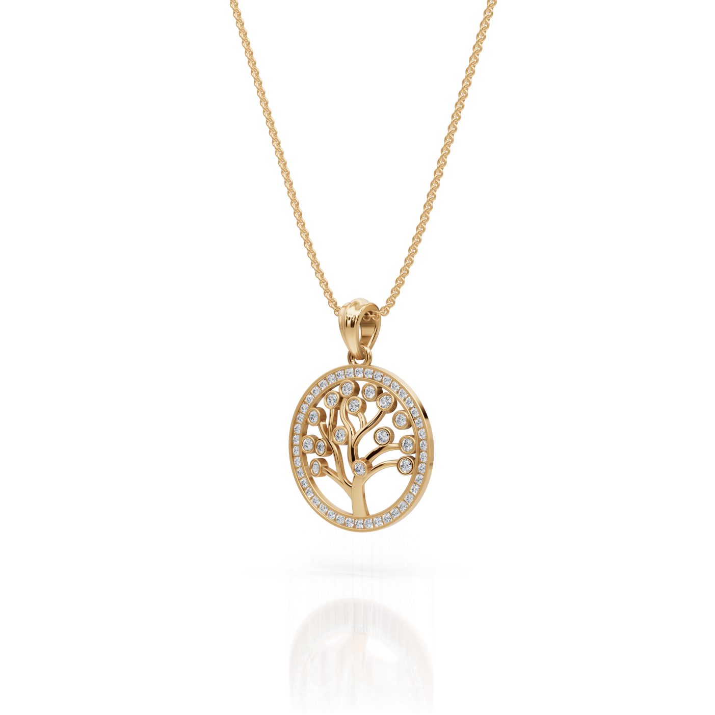 Regal Reverie Tree Of Life Lab-Grown Diamond Pendant in yellow gold