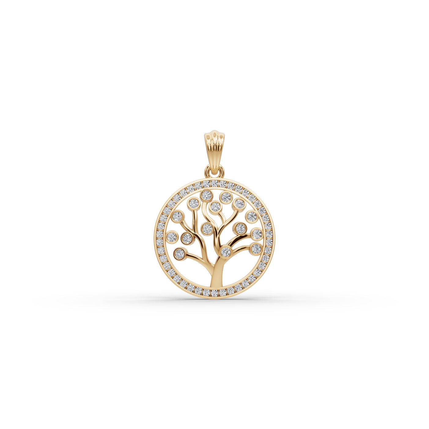 Regal Reverie Tree Of Life Lab-Grown Diamond Pendant in yellow gold, set with lab-grown diamonds