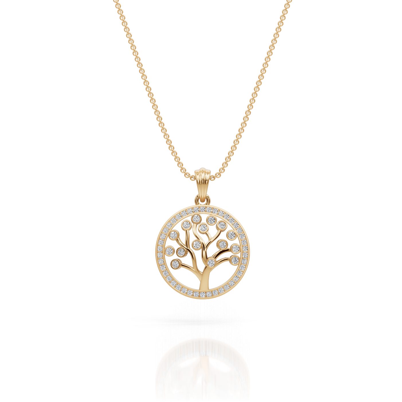 Regal Reverie Tree Of Life Lab-Grown Diamond Pendant in yellow gold