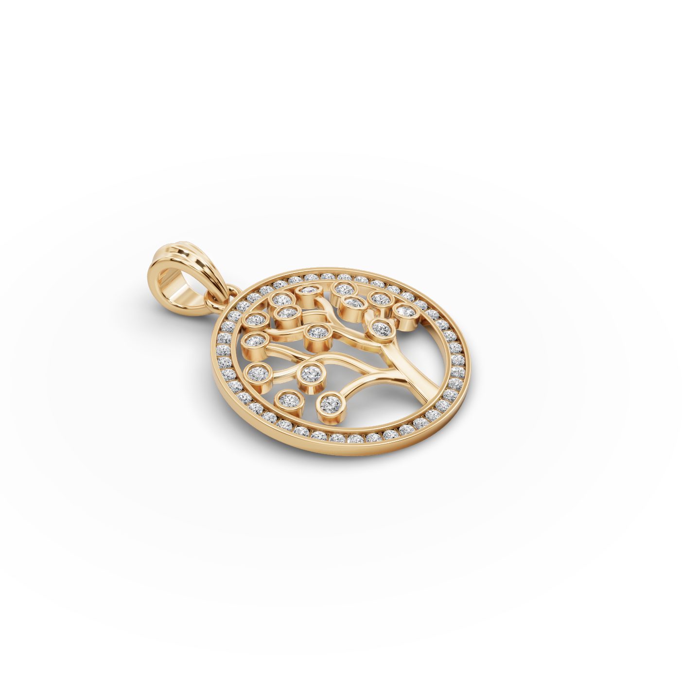 Regal Reverie Tree Of Life Lab-Grown Diamond Pendant in yellow gold