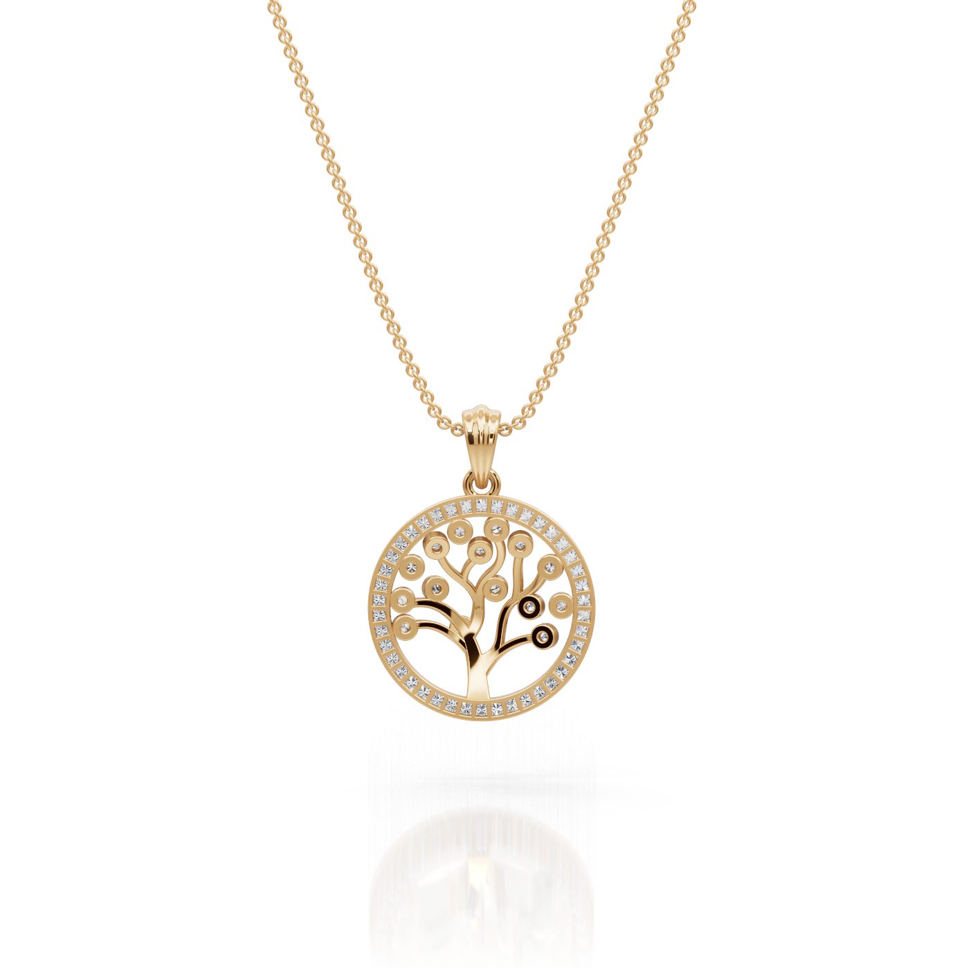 Regal Reverie Tree Of Life Lab-Grown Diamond Pendant in yellow gold