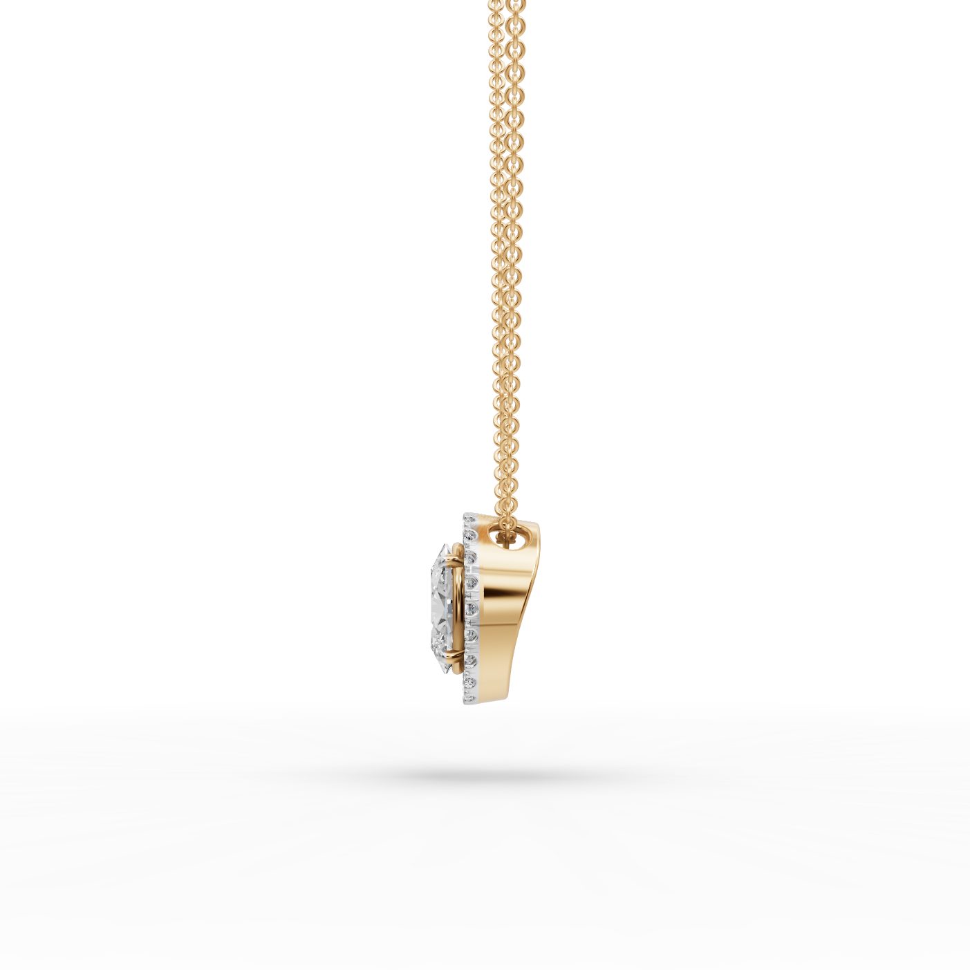 Elegant Grace Oval Lab-Grown Diamond Halo Pendant in yellow gold