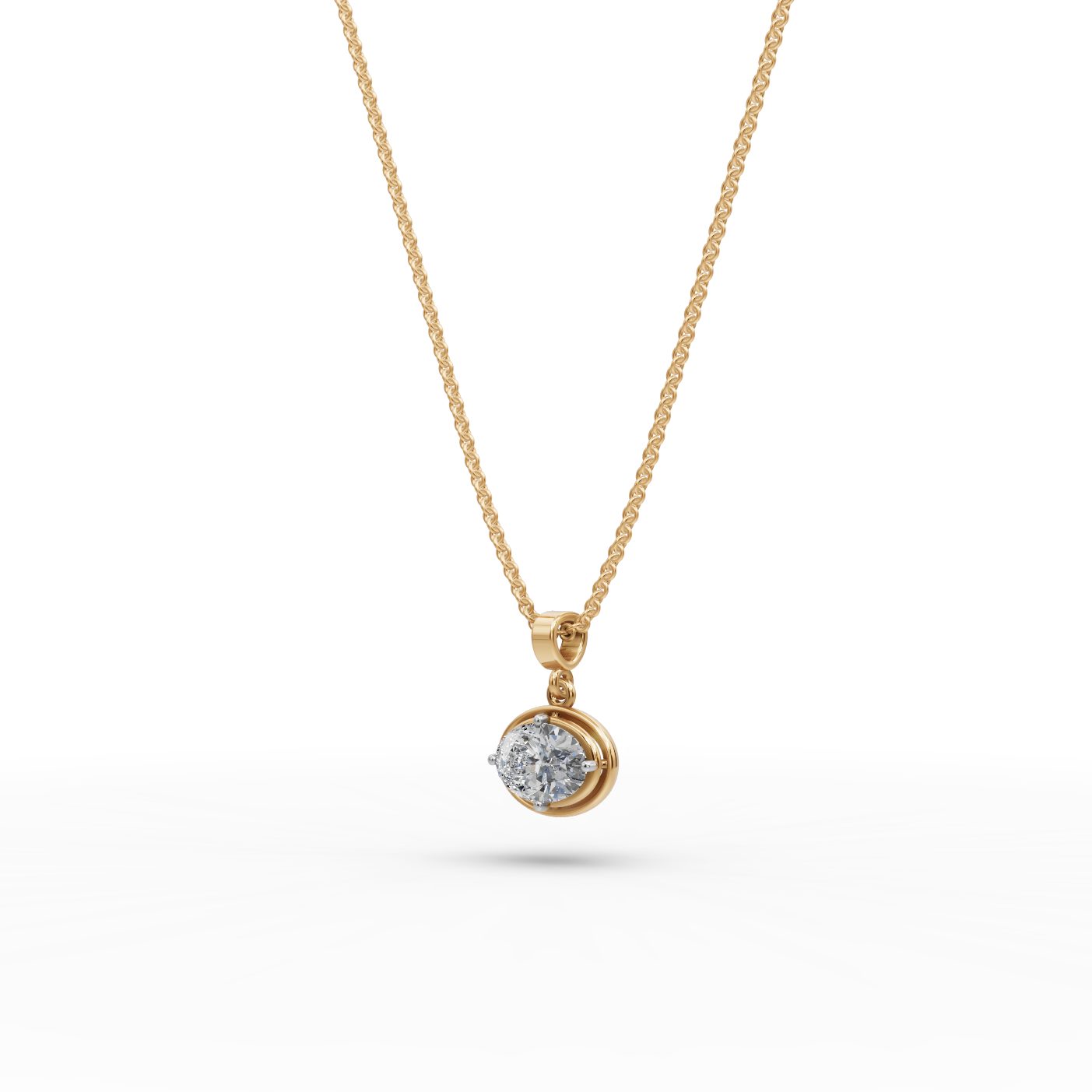 Celestial Light Oval Lab-Grown Diamond Solitaire Pendant in yellow gold