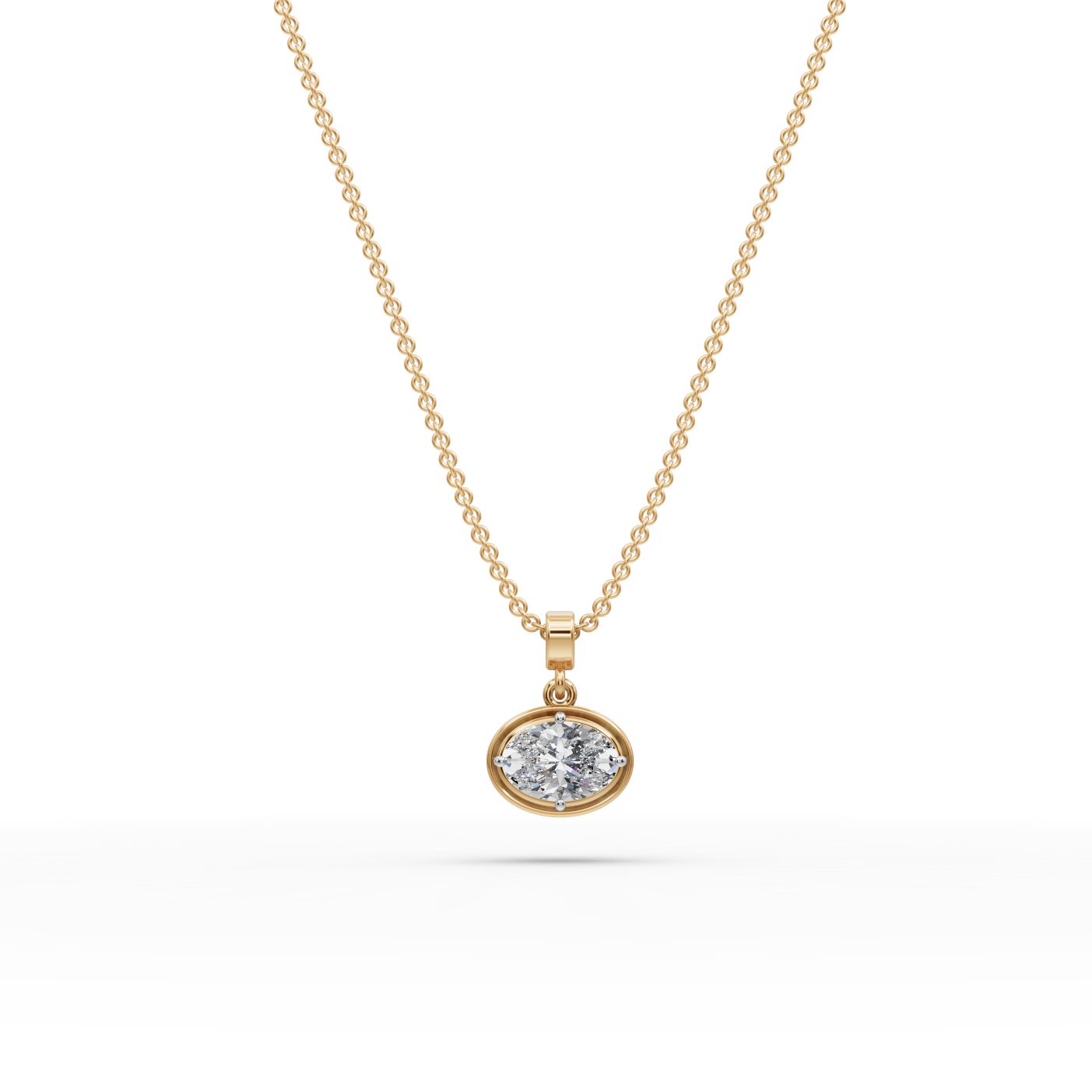 Celestial Light Oval Lab-Grown Diamond Solitaire Pendant in yellow gold