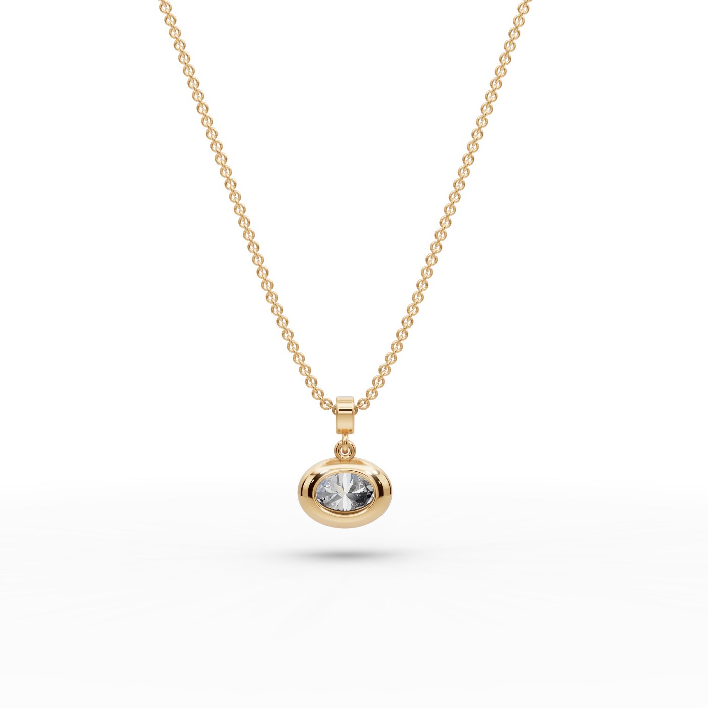 Celestial Light Oval Lab-Grown Diamond Solitaire Pendant in yellow gold