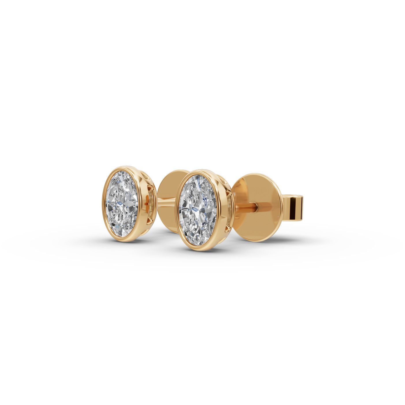 Radiant Signature Oval Lab-Grown Diamond Studs Earring in yellow gold, set with lab-grown diamonds