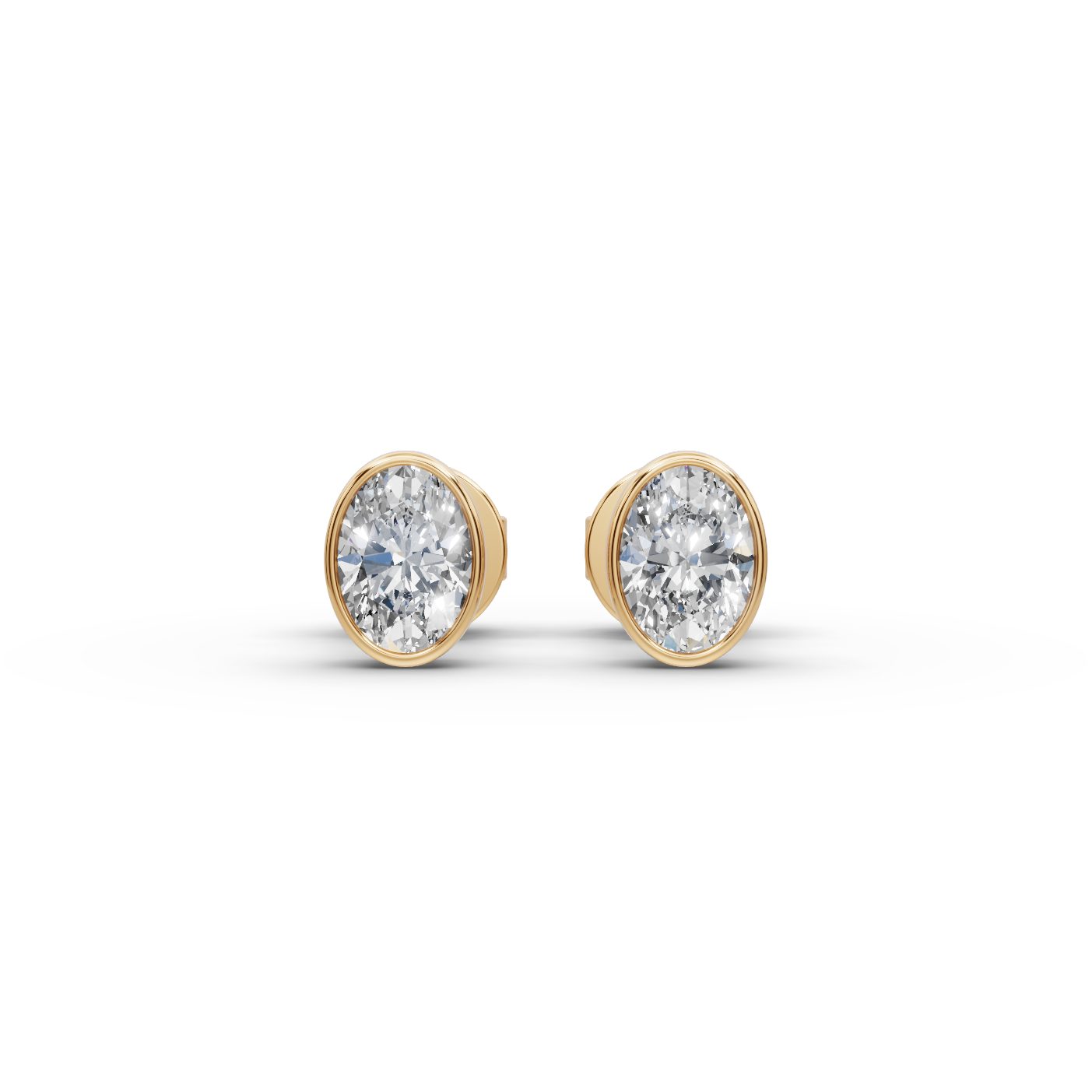 Radiant Signature Oval Lab-Grown Diamond Studs Earring in yellow gold