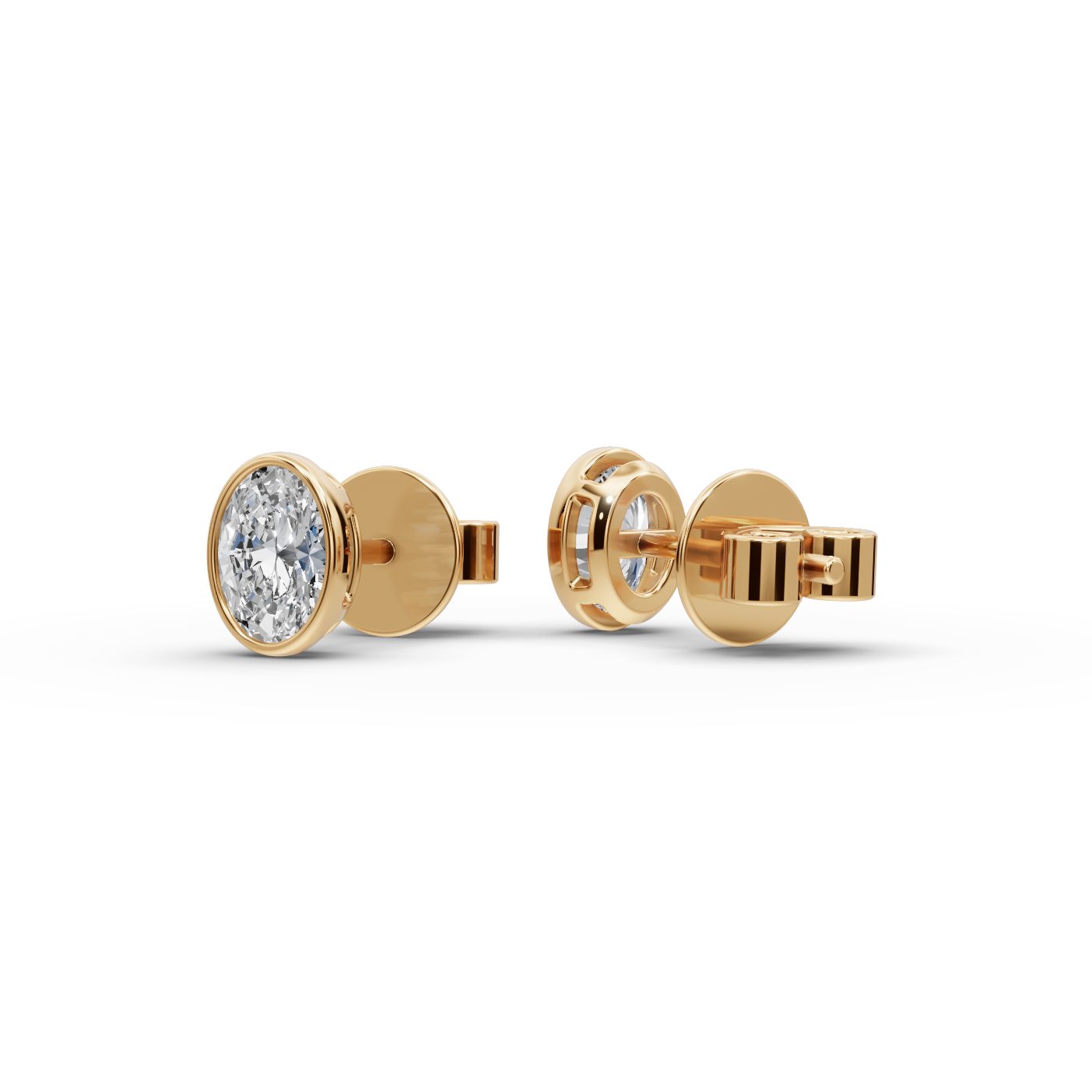 Radiant Signature Oval Lab-Grown Diamond Studs Earring in yellow gold