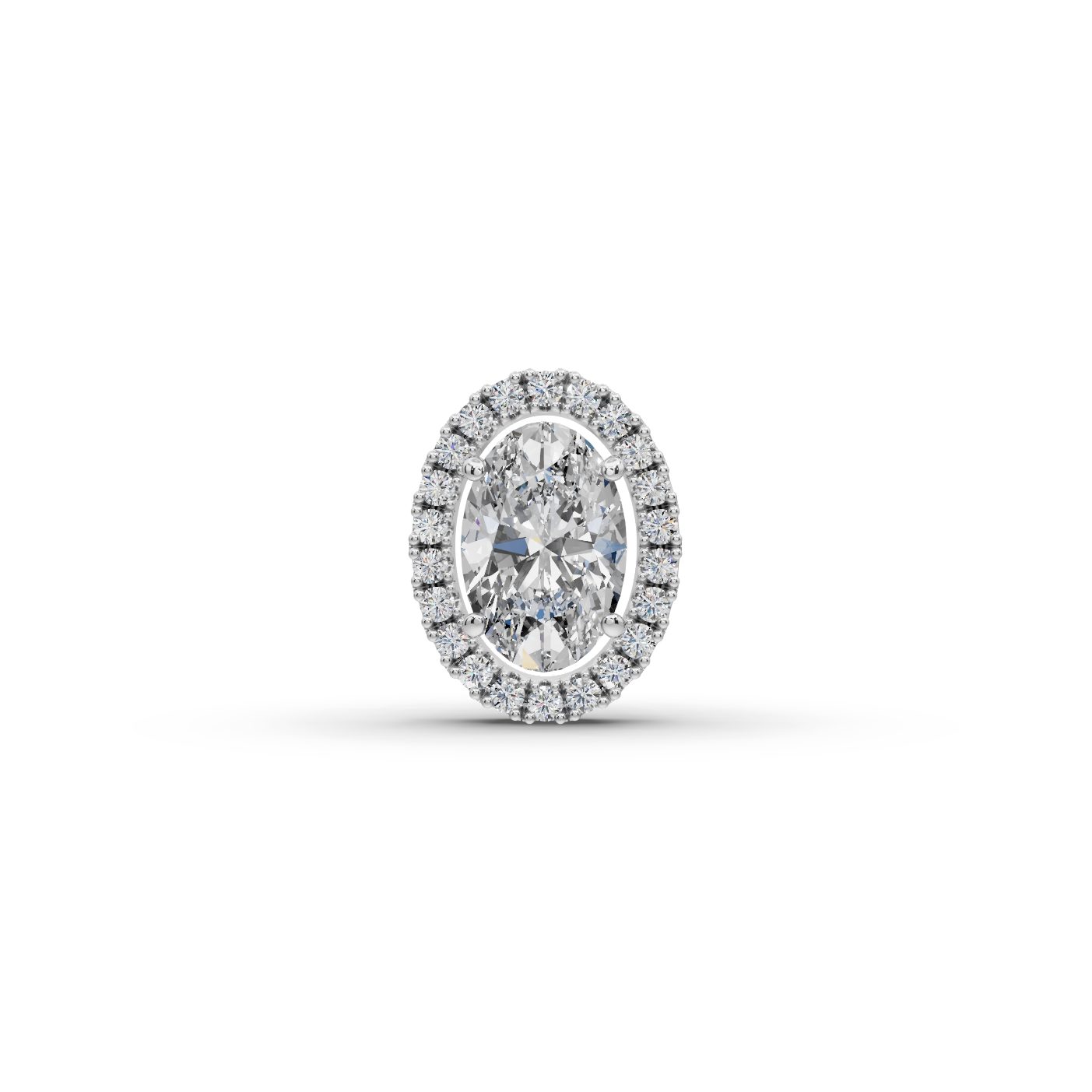 Luminous Trail Oval Lab-Grown Diamond Halo Pendant in yellow gold, set with lab-grown diamonds