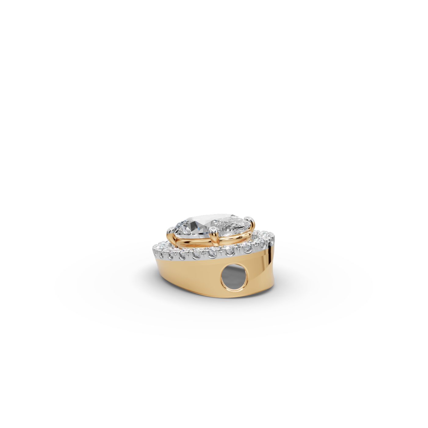 Luminous Trail Oval Lab-Grown Diamond Halo Pendant in yellow gold