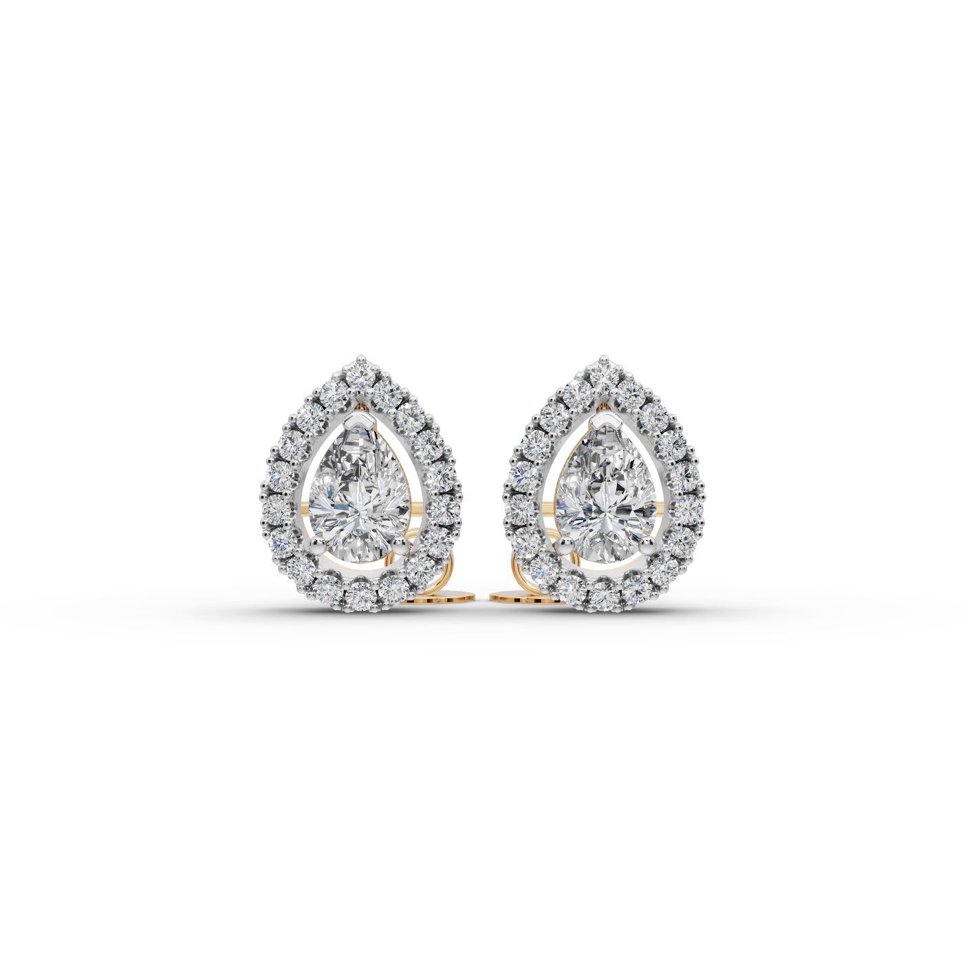 Endless Grace Pear Lab-Grown Diamond Studs Earring in yellow gold, set with lab-grown diamonds
