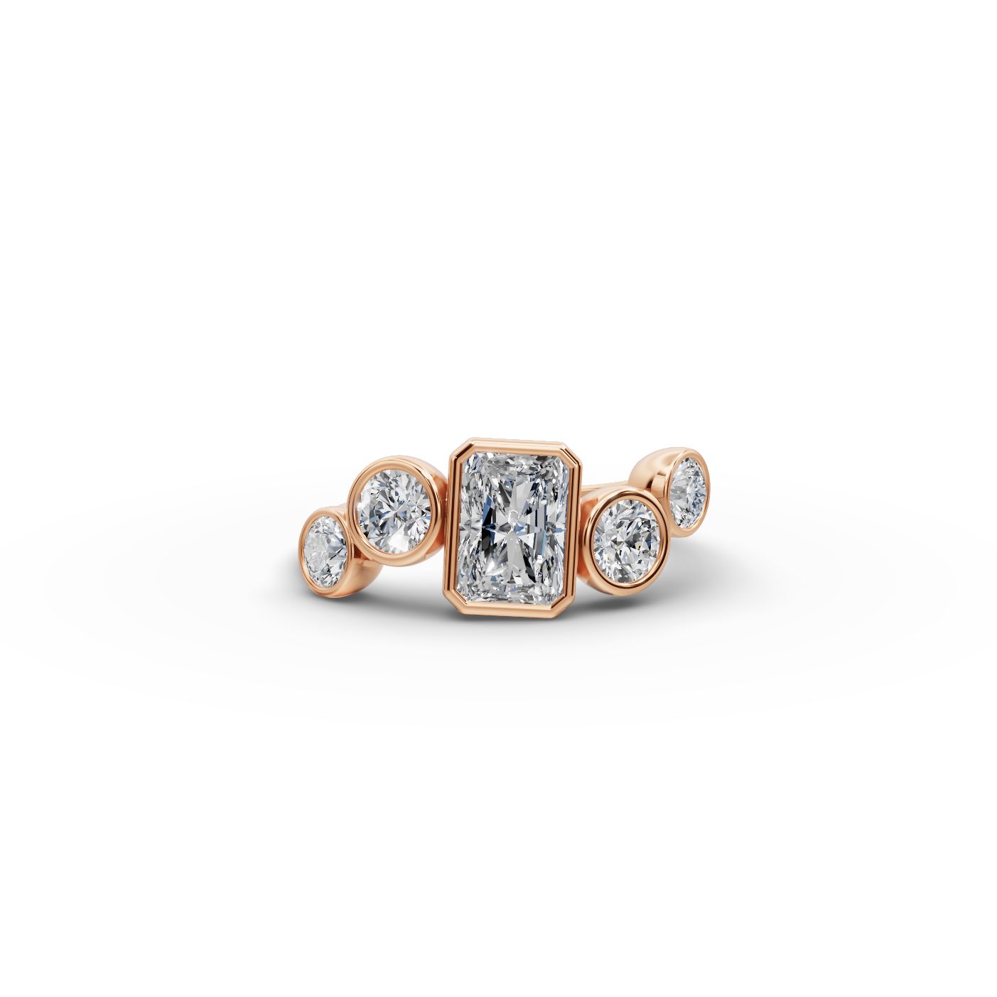 Serene Line Radiant Lab-Grown Diamond Five Stone Ring in rose gold
