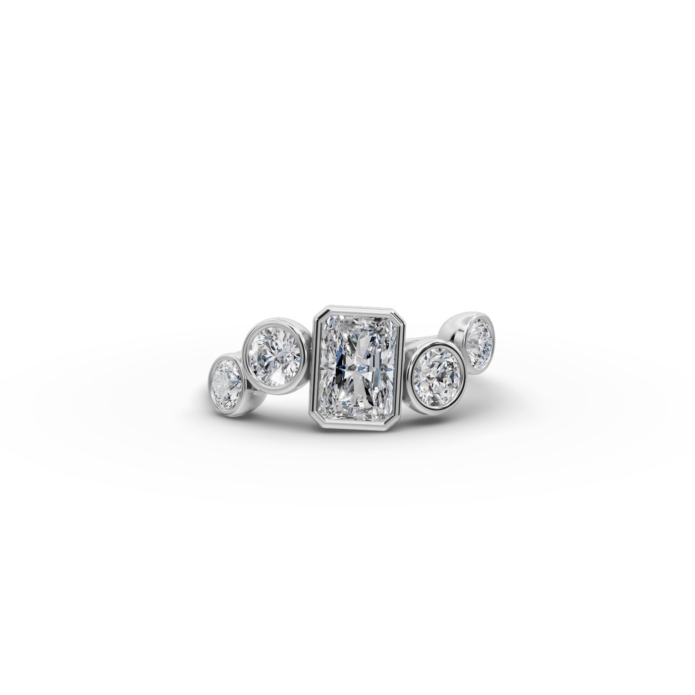 Serene Line Radiant Lab-Grown Diamond Five Stone Ring in white gold