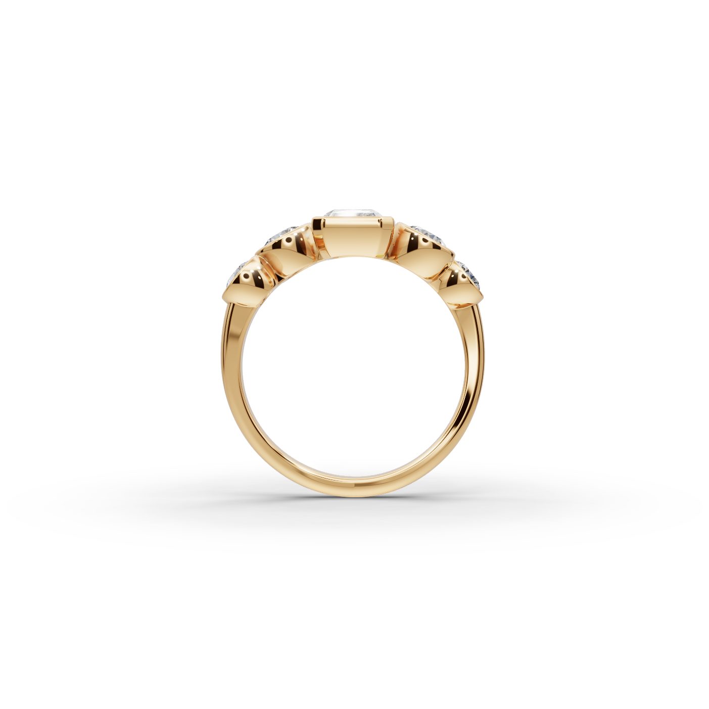 Serene Line Radiant Lab-Grown Diamond Five Stone Ring in yellow gold