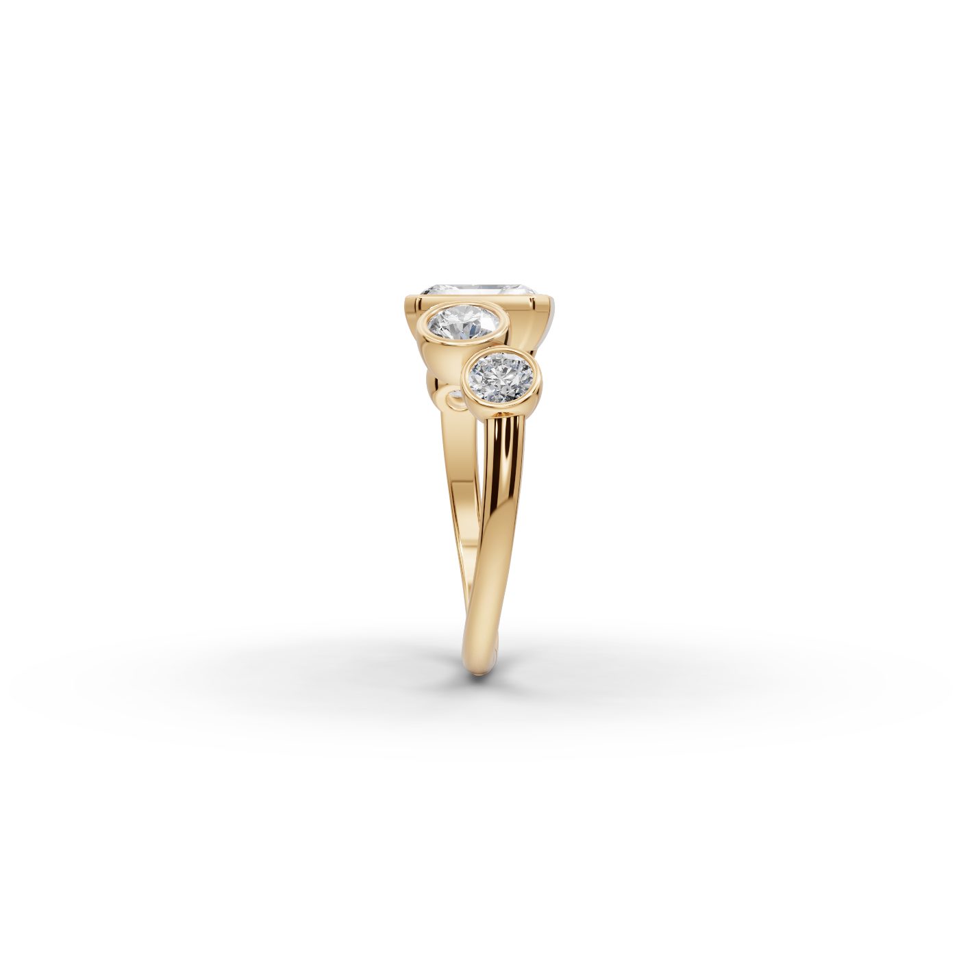Serene Line Radiant Lab-Grown Diamond Five Stone Ring in yellow gold