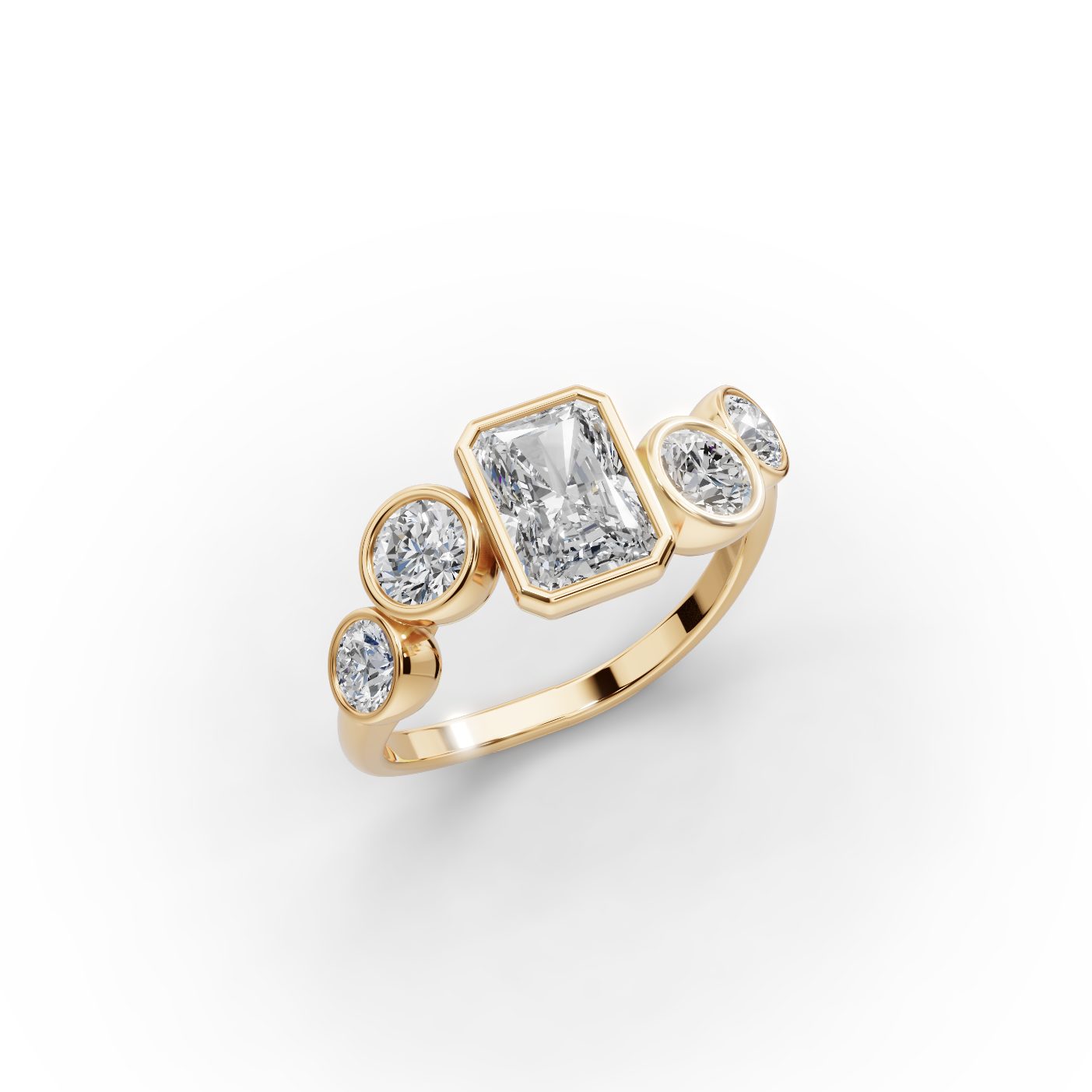 Serene Line Radiant Lab-Grown Diamond Five Stone Ring in yellow gold