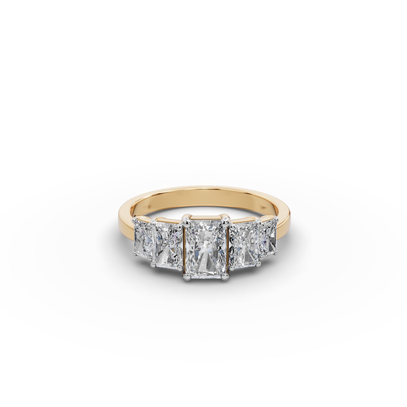 Morning Promise Radiant Lab-Grown Diamond Five Stone Ring in yellow gold, set with lab-grown diamonds
