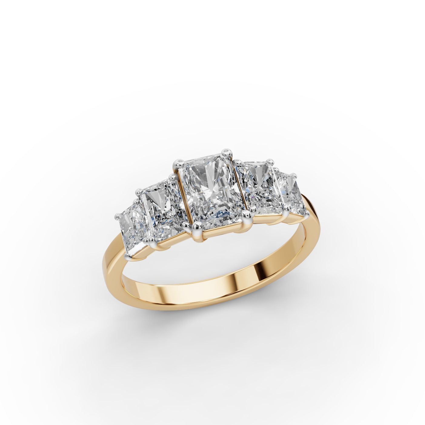 Morning Promise Radiant Lab-Grown Diamond Five Stone Ring in yellow gold