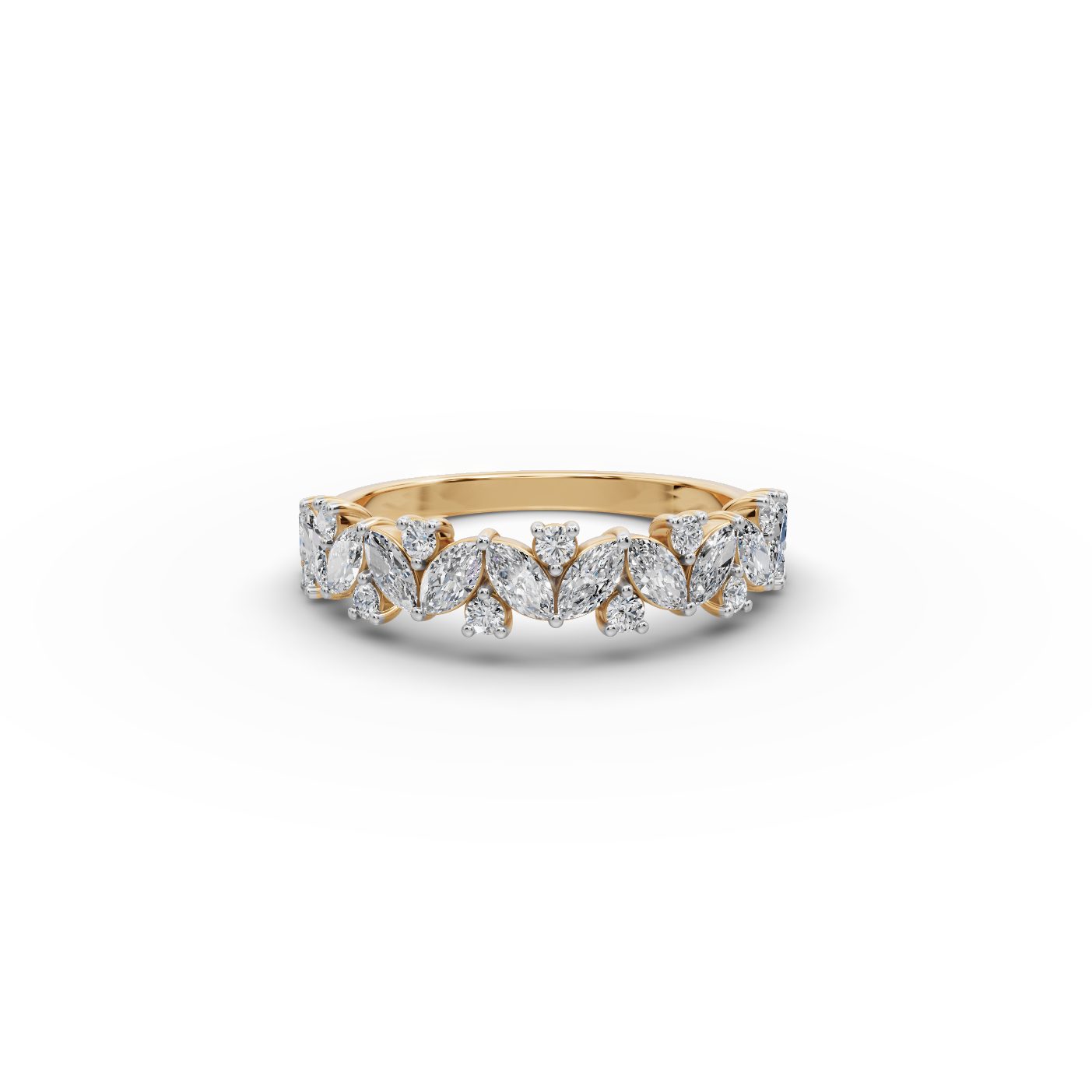 Luminous Ember Marquise Lab-Grown Diamond Bands Ring in yellow gold, set with lab-grown diamonds