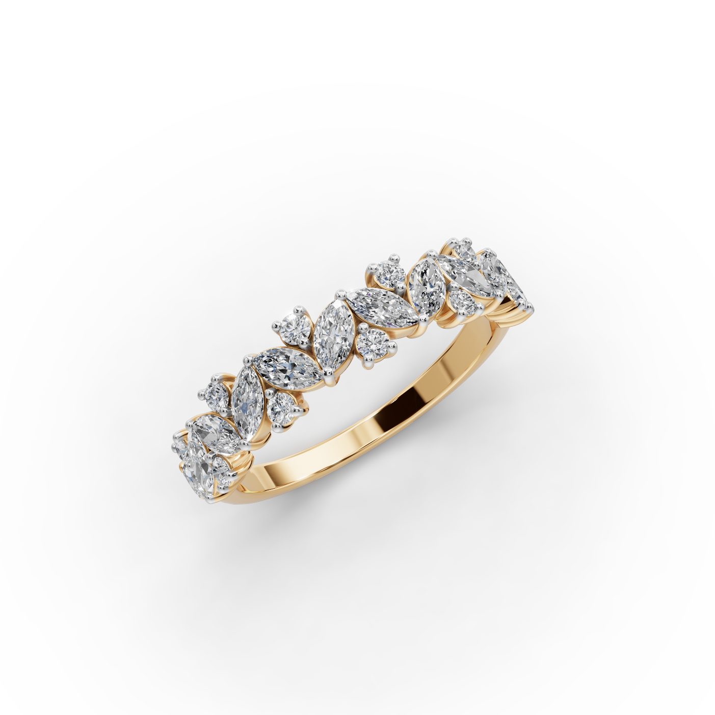 Luminous Ember Marquise Lab-Grown Diamond Bands Ring in yellow gold