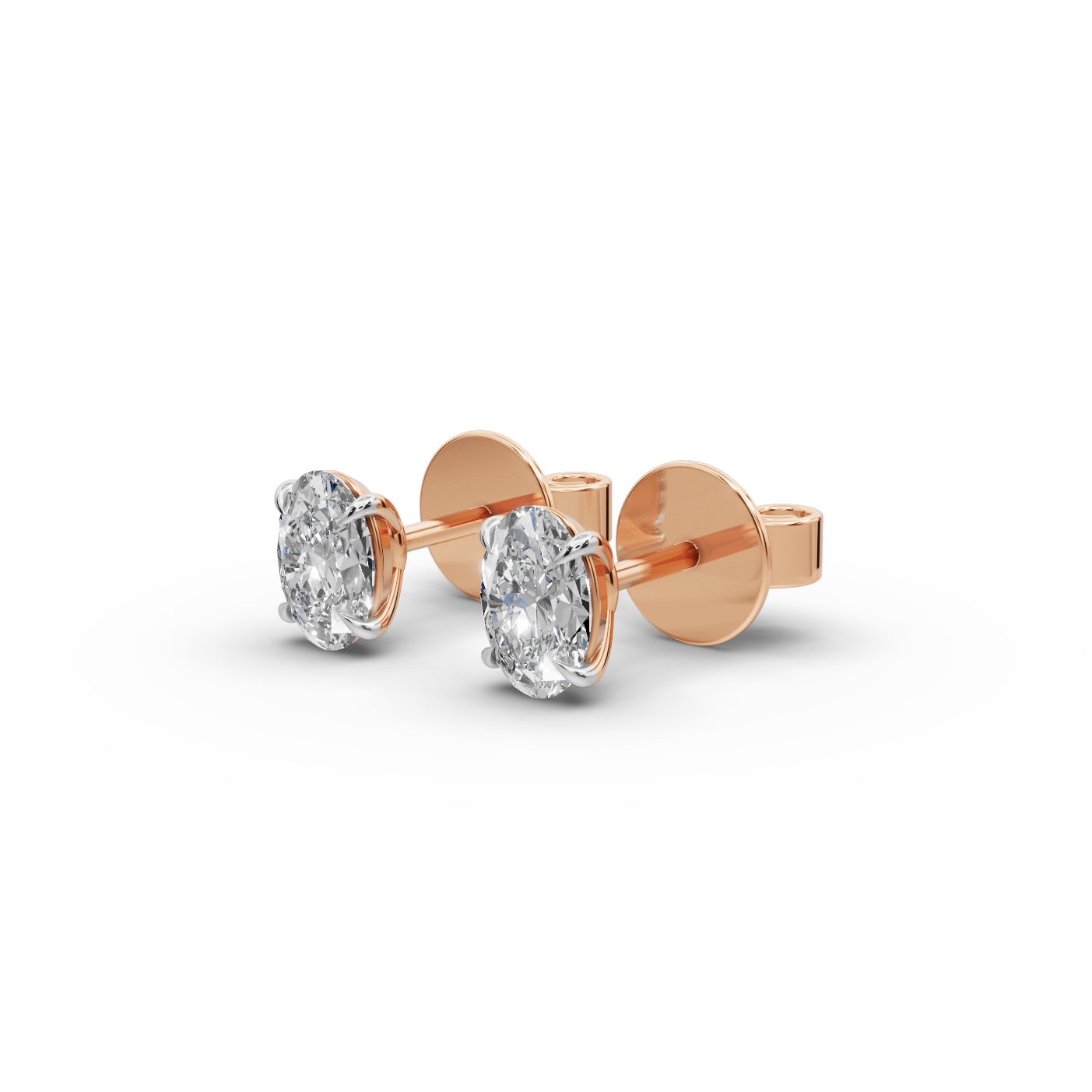Pristine Cascade Oval Lab-Grown Diamond Studs Earring in rose gold