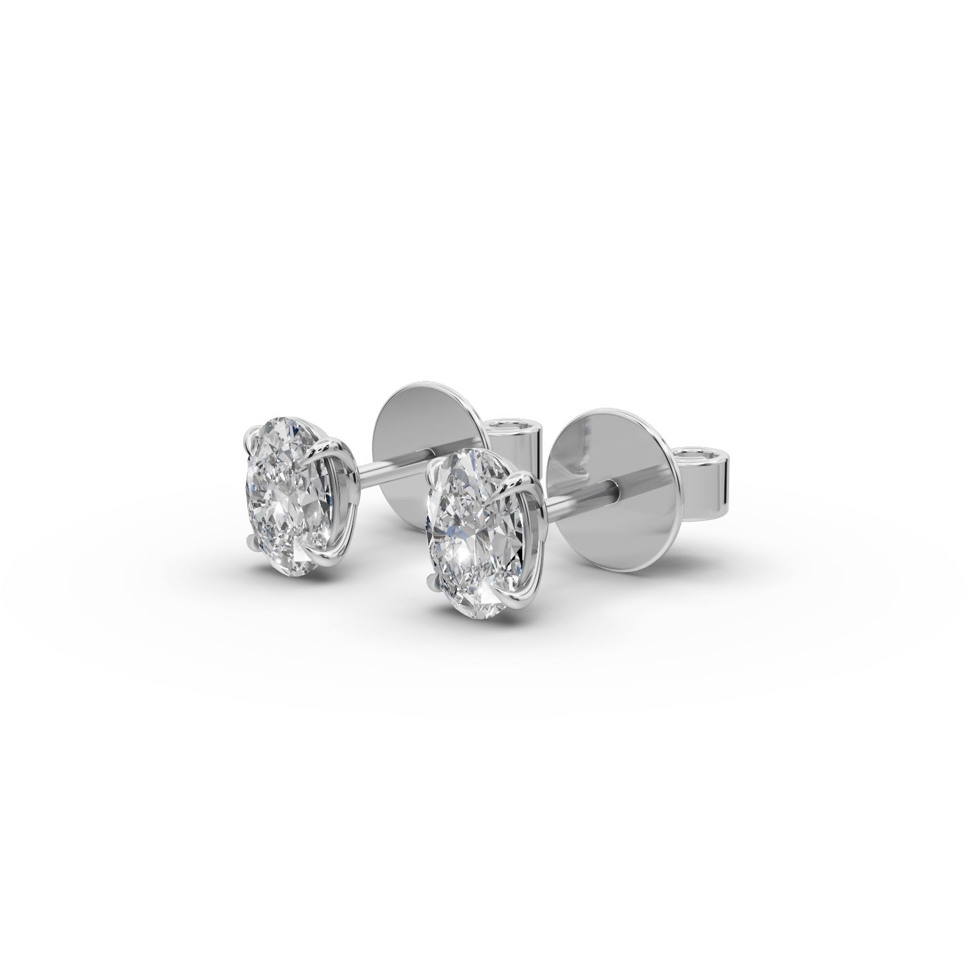 Pristine Cascade Oval Lab-Grown Diamond Studs Earring in white gold
