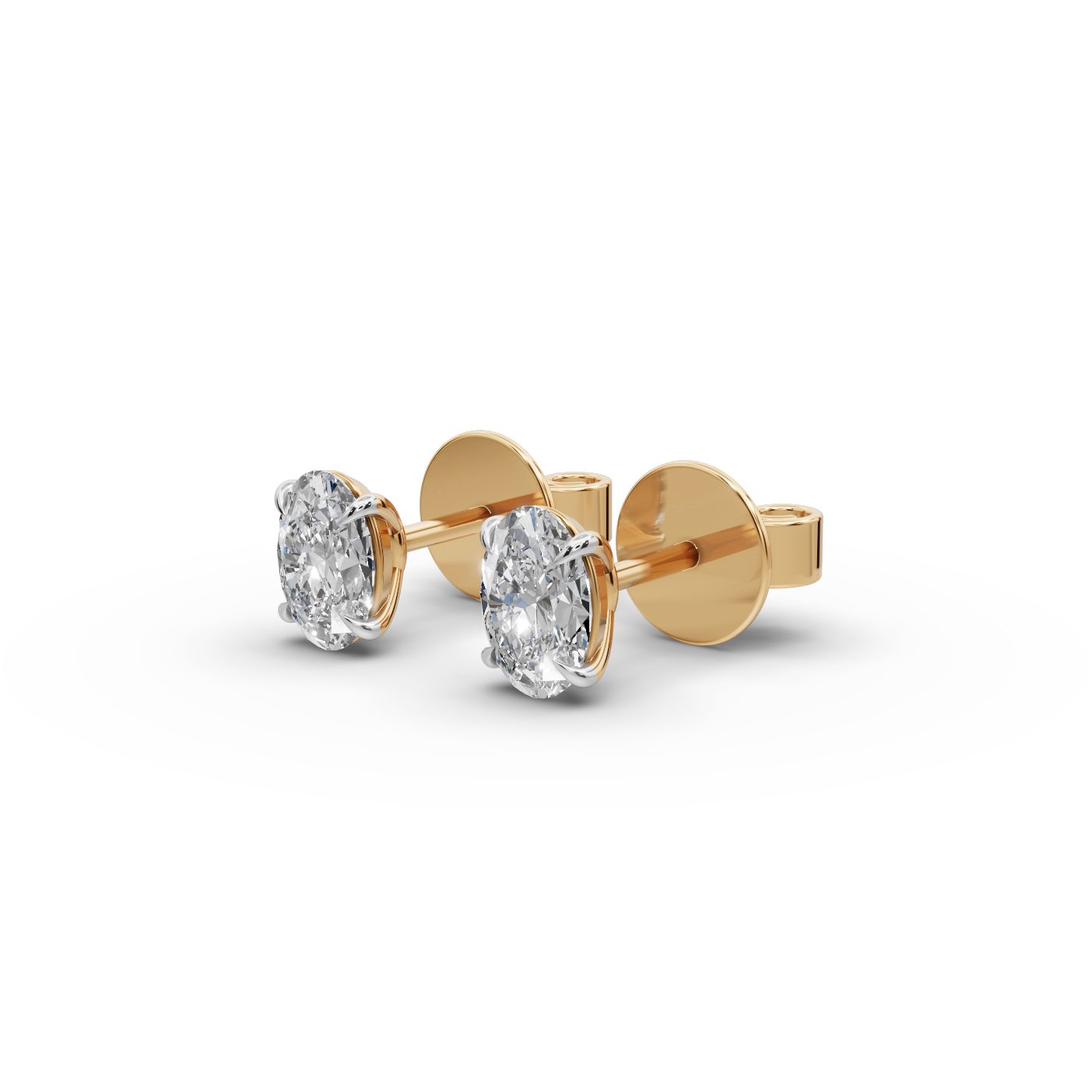 Pristine Cascade Oval Lab-Grown Diamond Studs Earring in yellow gold, set with lab-grown diamonds