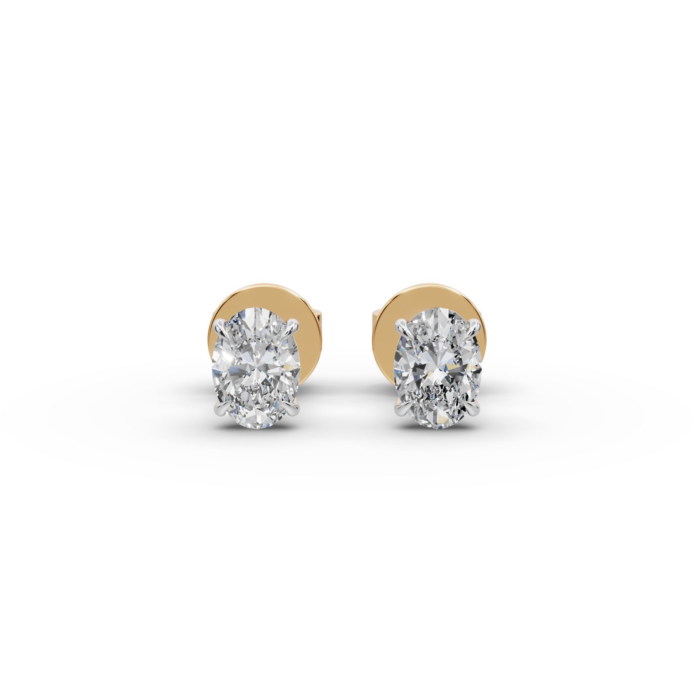 Pristine Cascade Oval Lab-Grown Diamond Studs Earring in yellow gold