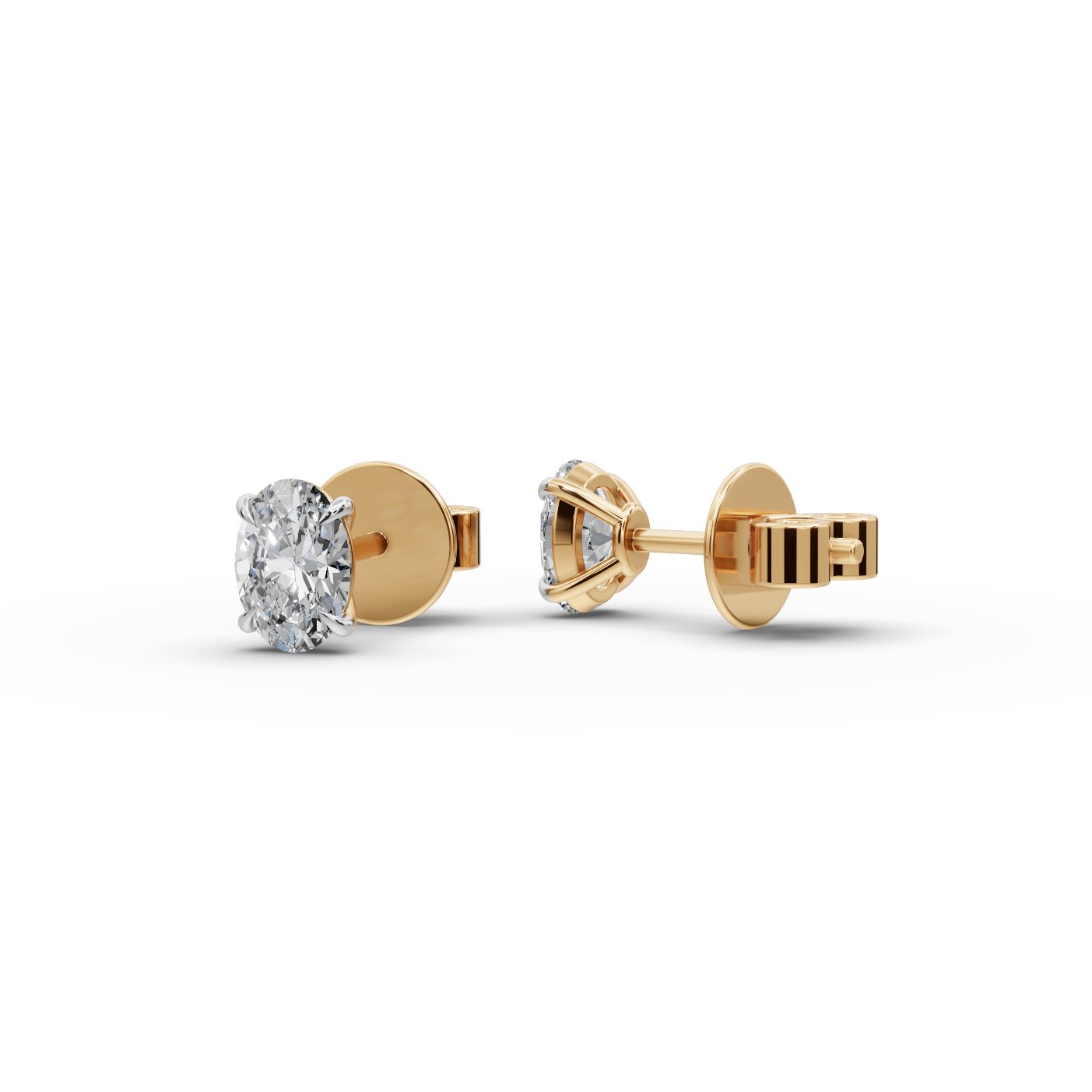 Pristine Cascade Oval Lab-Grown Diamond Studs Earring in yellow gold