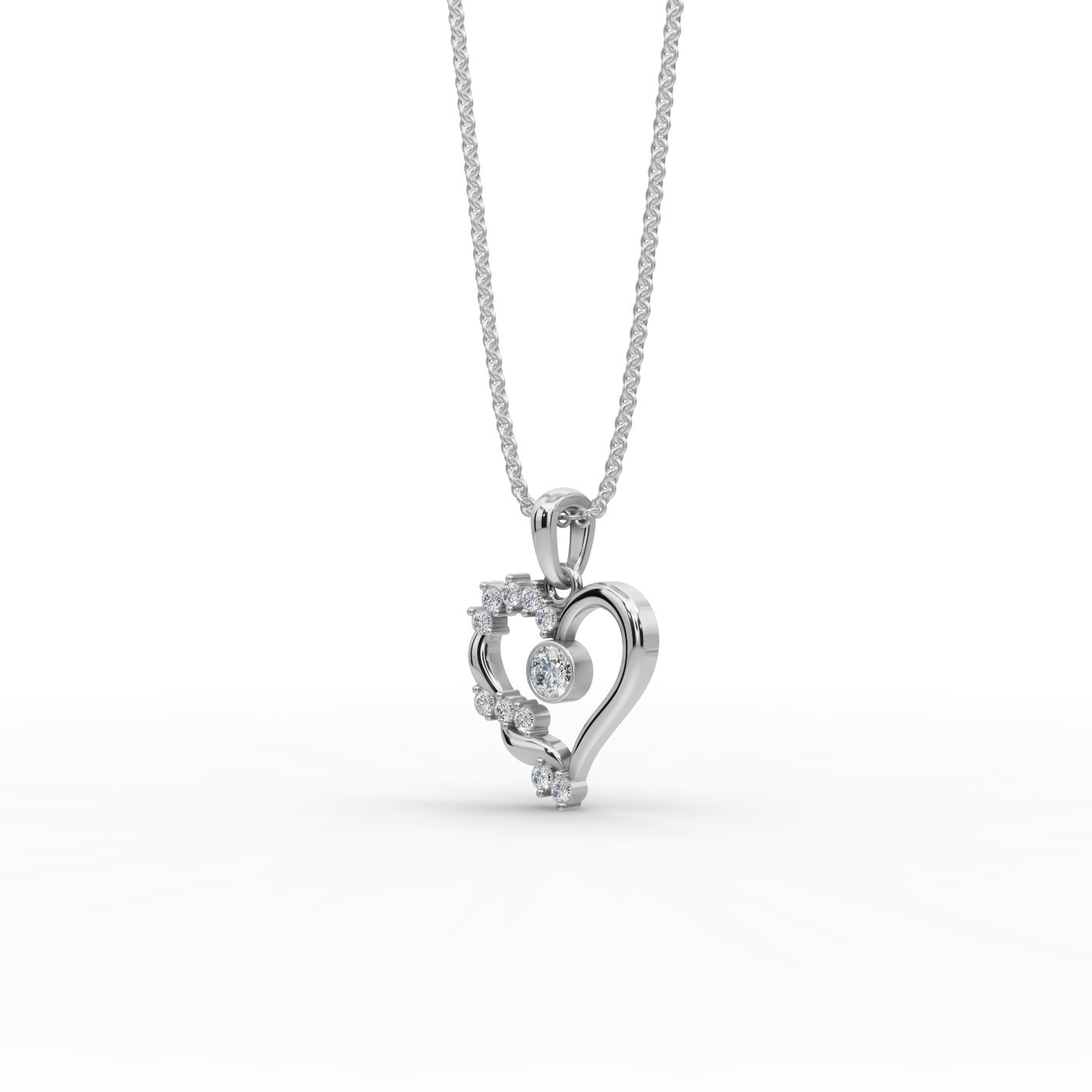 Opulent Ember Heart Lab-Grown Diamond Silver Pendant in silver