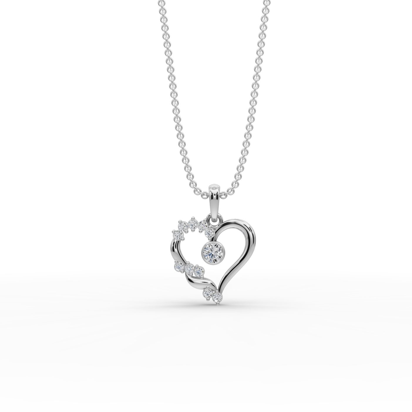 Opulent Ember Heart Lab-Grown Diamond Silver Pendant in silver