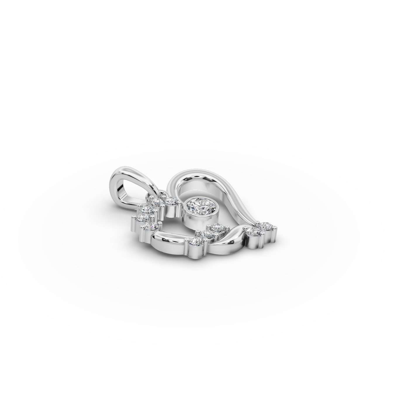 Opulent Ember Heart Lab-Grown Diamond Silver Pendant in silver