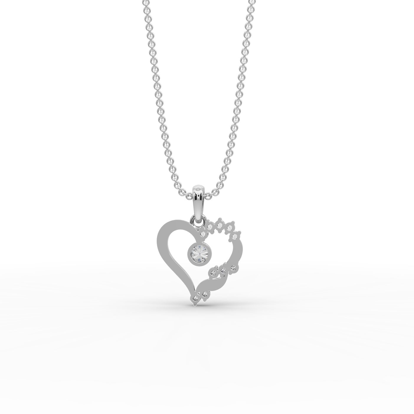 Opulent Ember Heart Lab-Grown Diamond Silver Pendant in silver