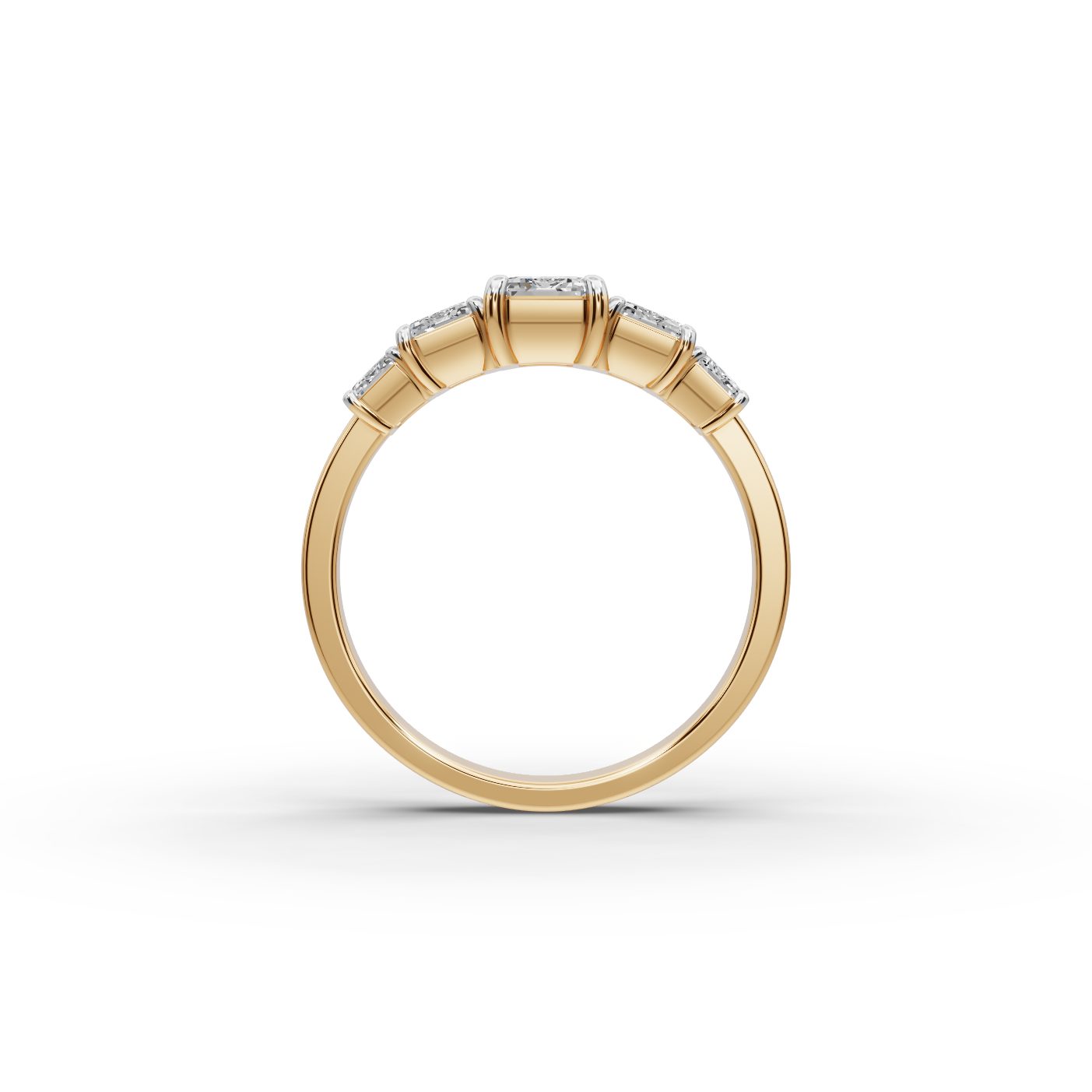 Serene Grace Emerald Lab-Grown Diamond Five Stone Ring in yellow gold