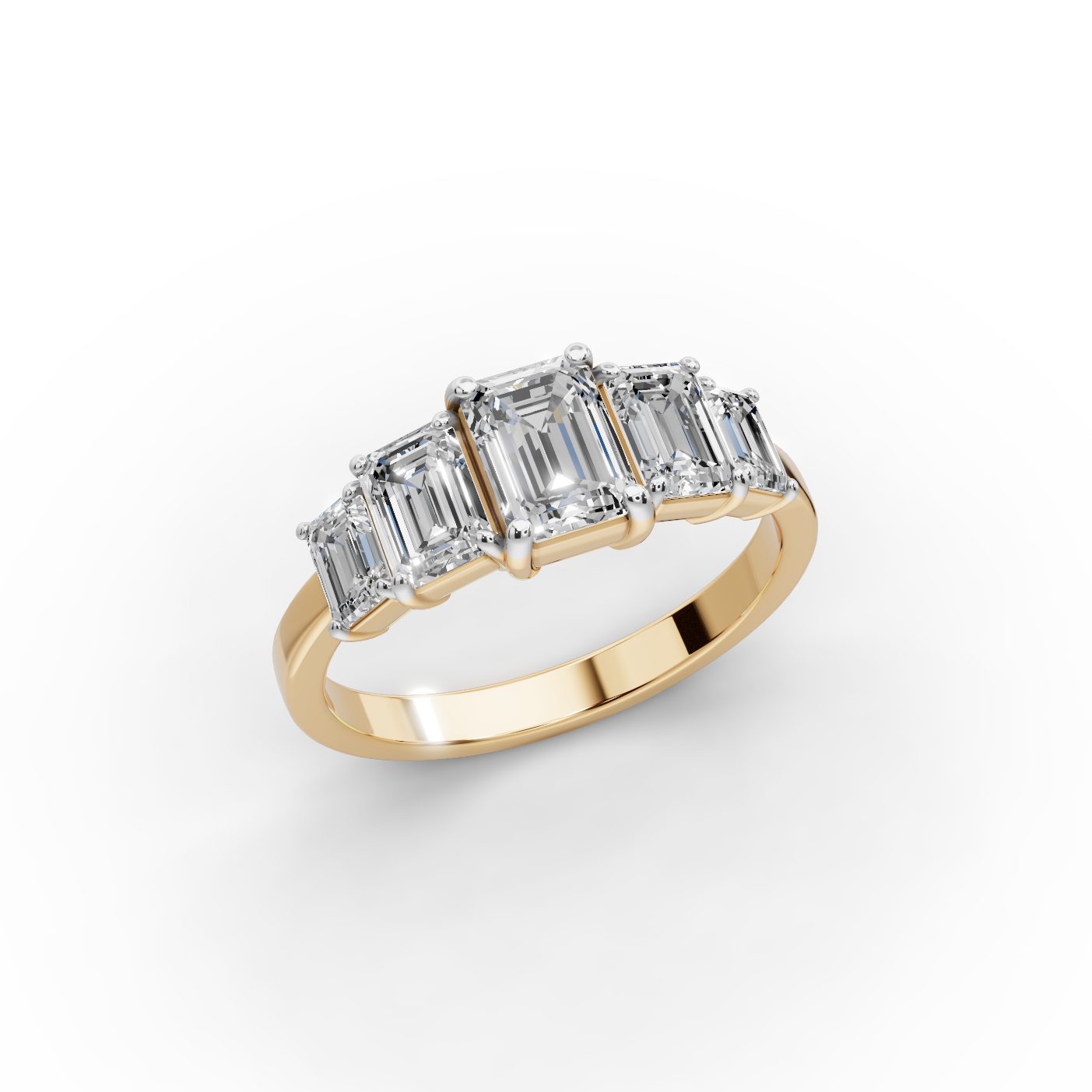 Serene Grace Emerald Lab-Grown Diamond Five Stone Ring in yellow gold