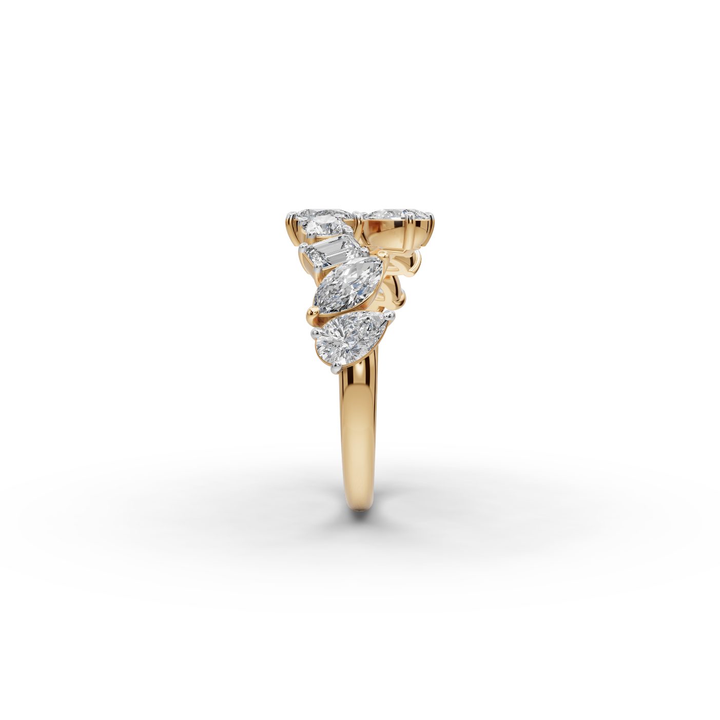 Regal Cascade Pear Lab-Grown Diamond Cocktail Ring in yellow gold