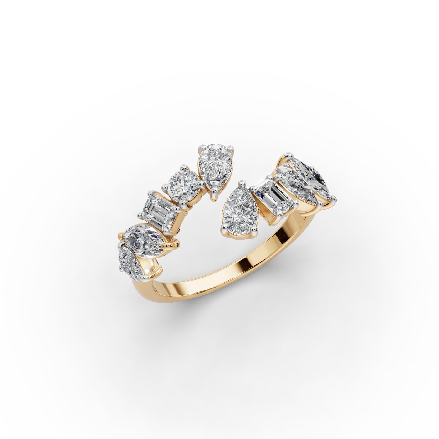 Regal Cascade Pear Lab-Grown Diamond Cocktail Ring in yellow gold