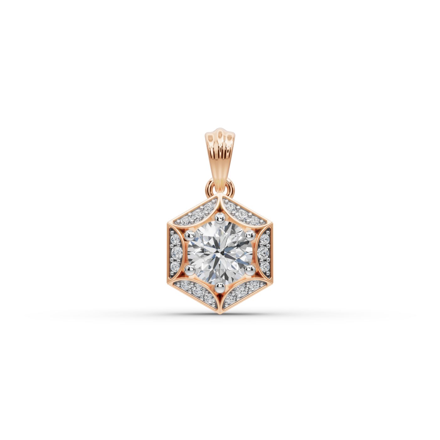 Opulent Reverie Round Lab-Grown Diamond Halo Pendant in rose gold