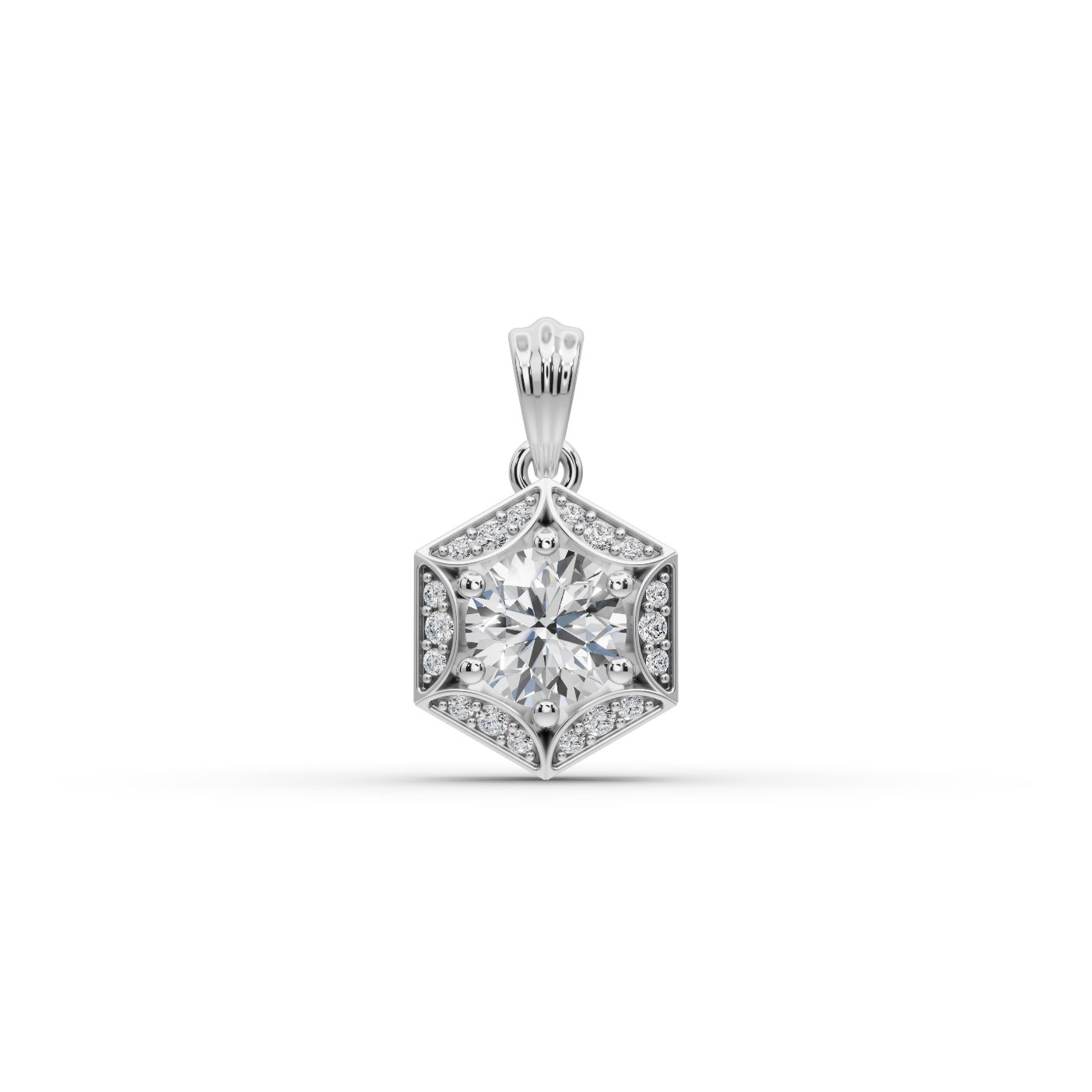 Opulent Reverie Round Lab-Grown Diamond Halo Pendant in white gold