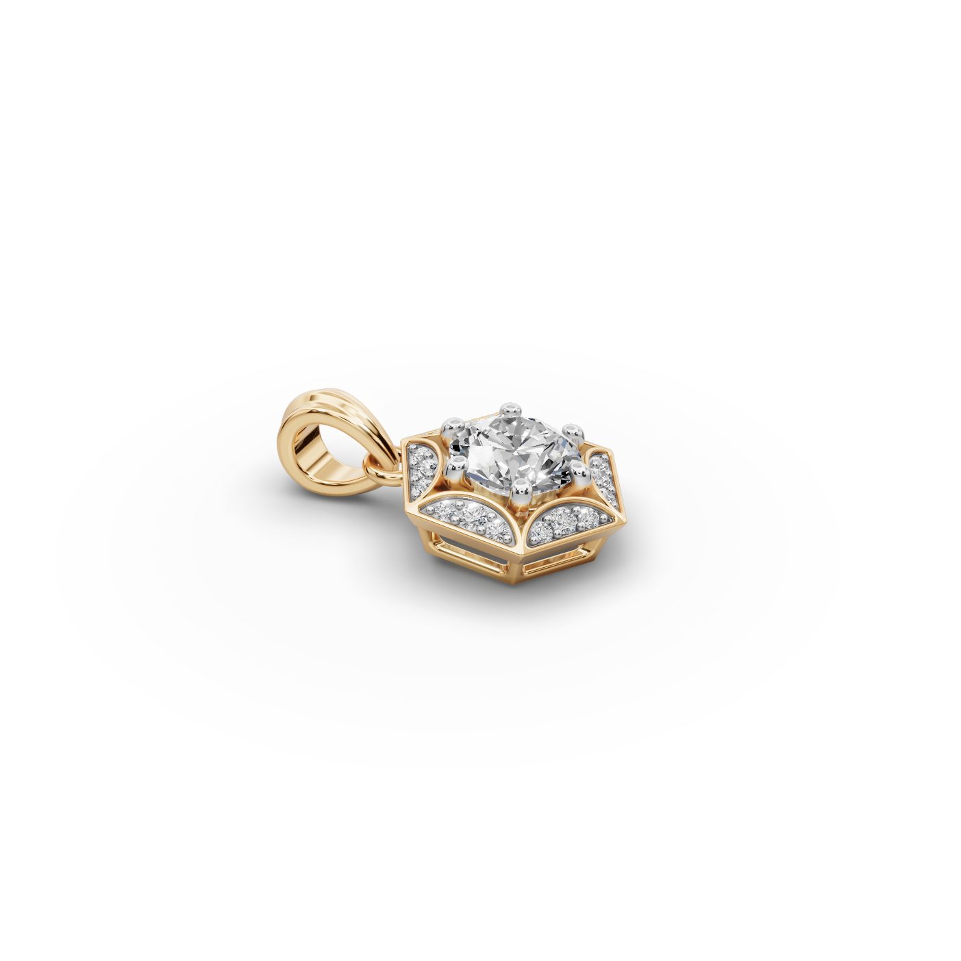 Opulent Reverie Round Lab-Grown Diamond Halo Pendant in yellow gold