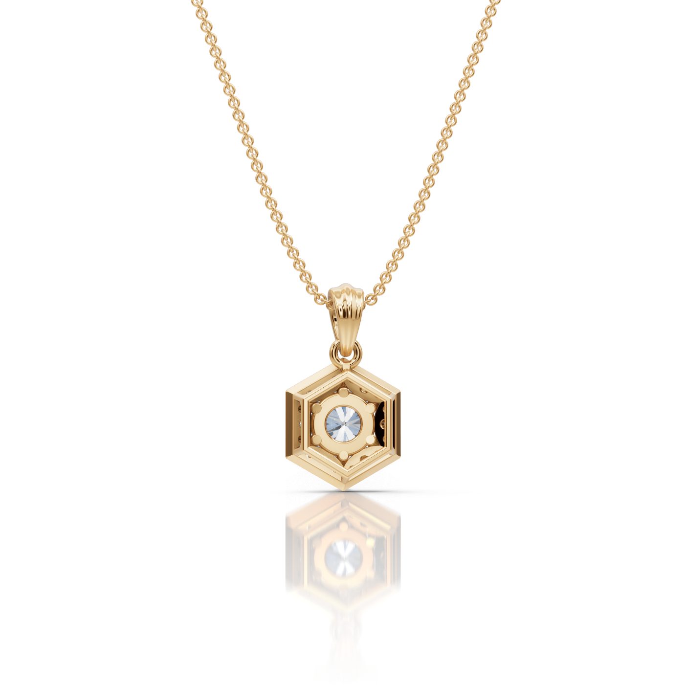 Opulent Reverie Round Lab-Grown Diamond Halo Pendant in yellow gold