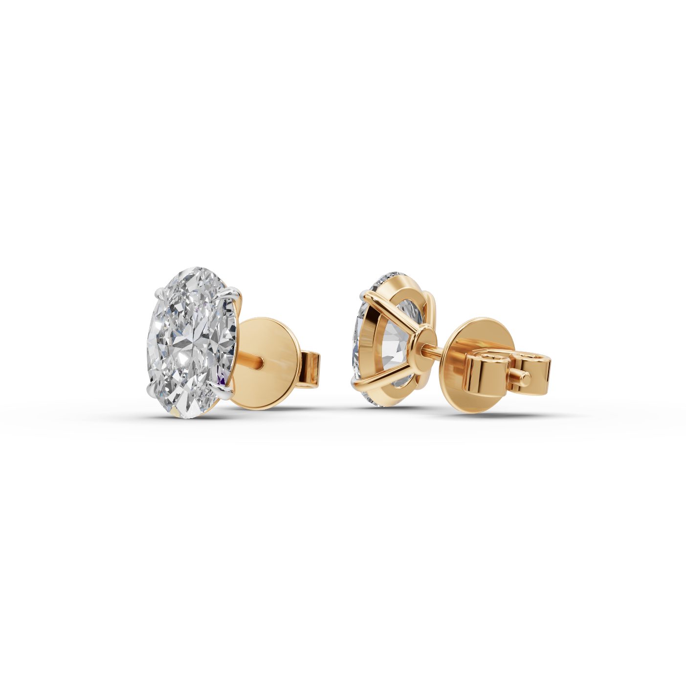Iconic Promise Oval Lab-Grown Diamond Studs Earring in yellow gold, set with lab-grown diamonds