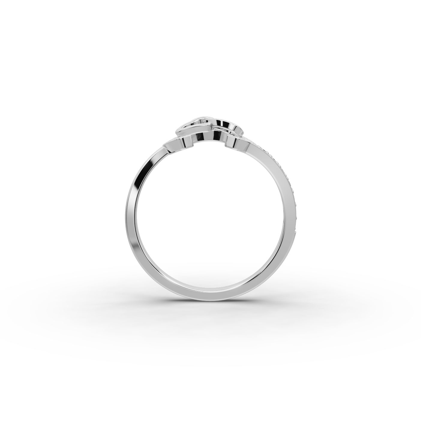 Pristine Cascade Horseshoe Heart Lab-Grown Diamond Silver Ring in silver